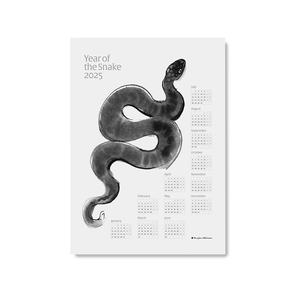 Year Of The Snake – Poster Calendar For 2025 for Snakes 2025 Calendar Printable
