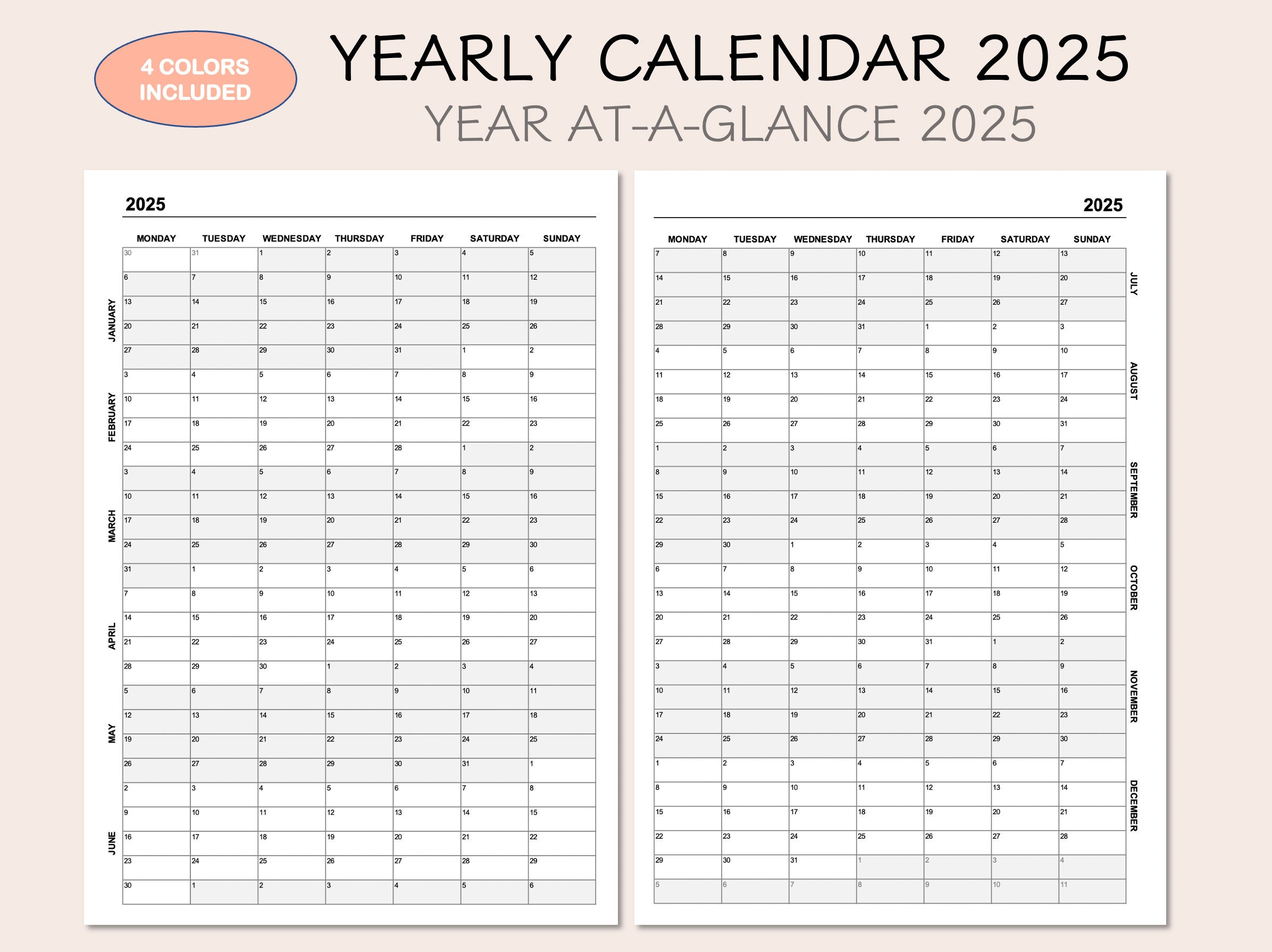 Yearly Calendar 2025, Printable Calendar 2025, Year At A Glance pertaining to Vintage Maps Poster 2025 Calendar Printable