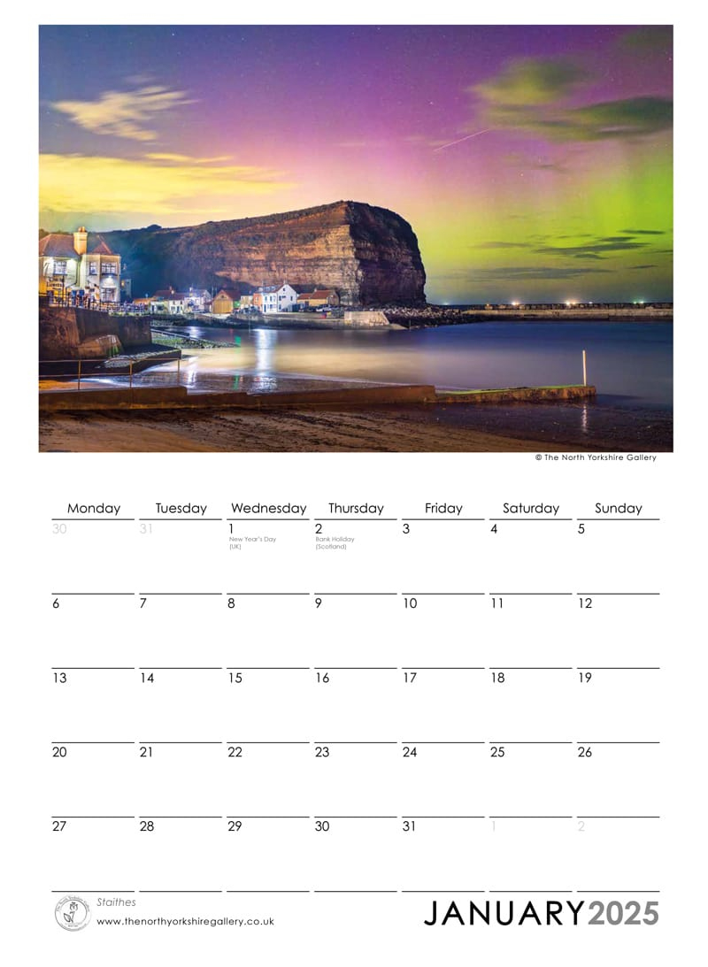Yorkshire Coast And Moors 2025 Calendar - The North Yorkshire Gallery pertaining to Waters Edge 2025 Calendar Printable