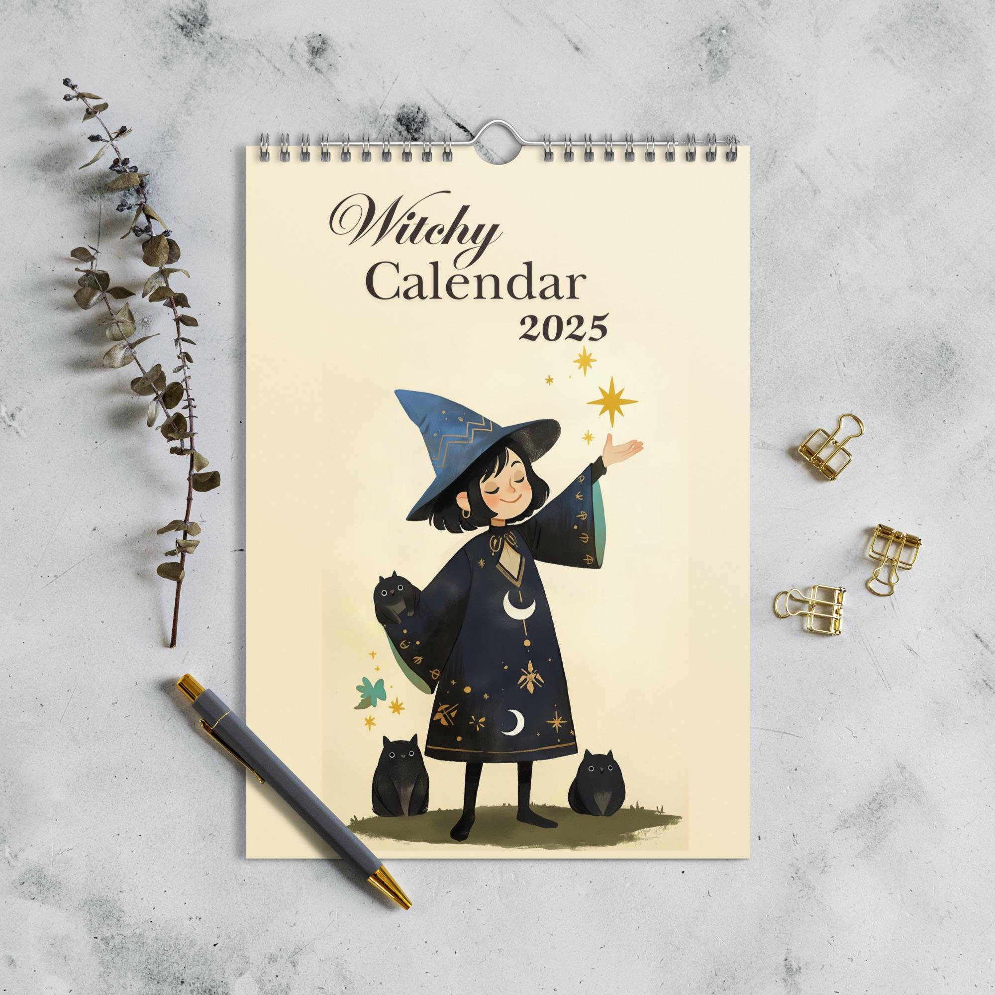 Your Witchy Calendar 2025, Cute, Calendar, Witch, Witch Calendar with Witchcraft 2025 Calendar Printable