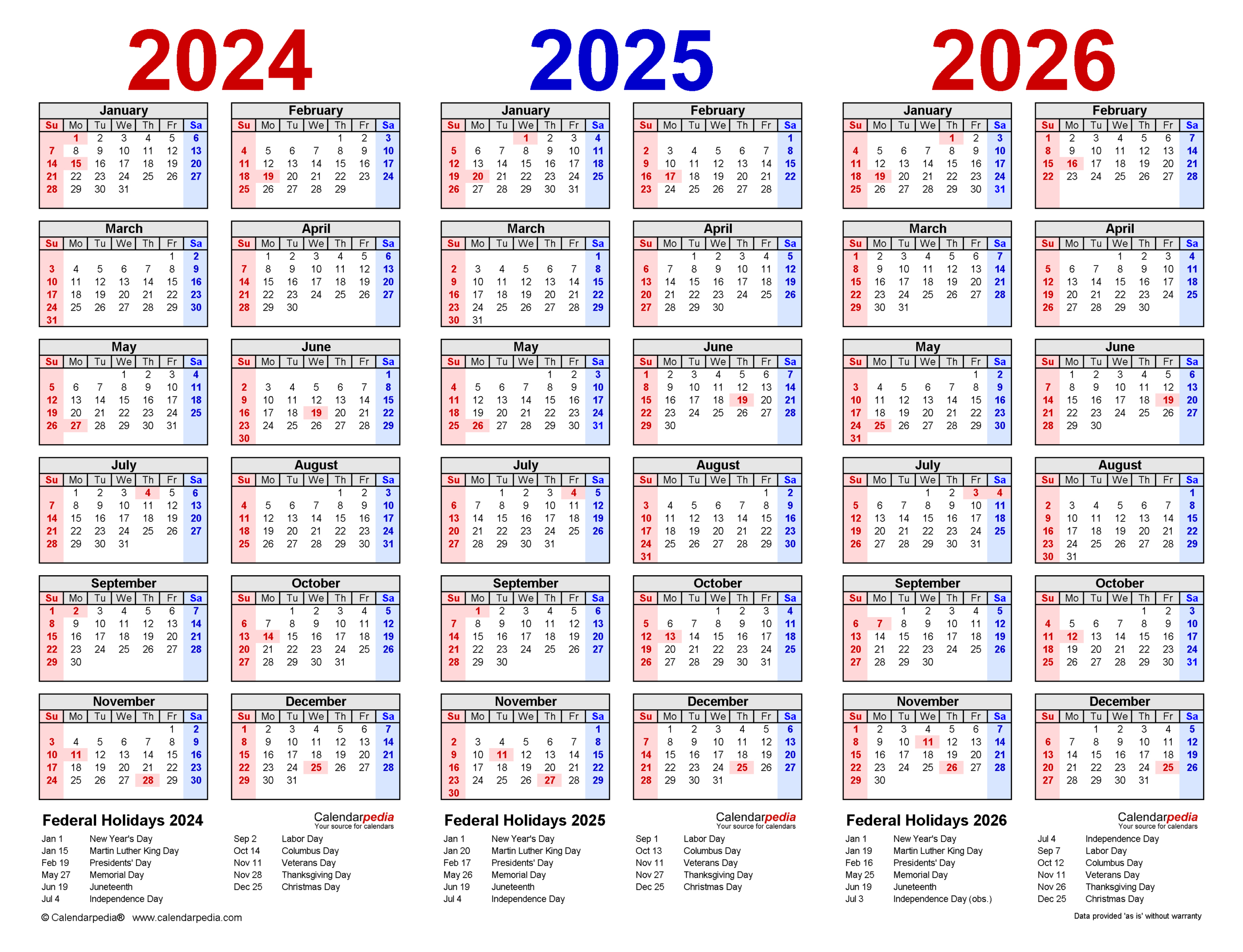 2024-2026 Three Year Calendar - Free Printable Pdf Templates inside Calendar 2024 2025 2026 Free Printable