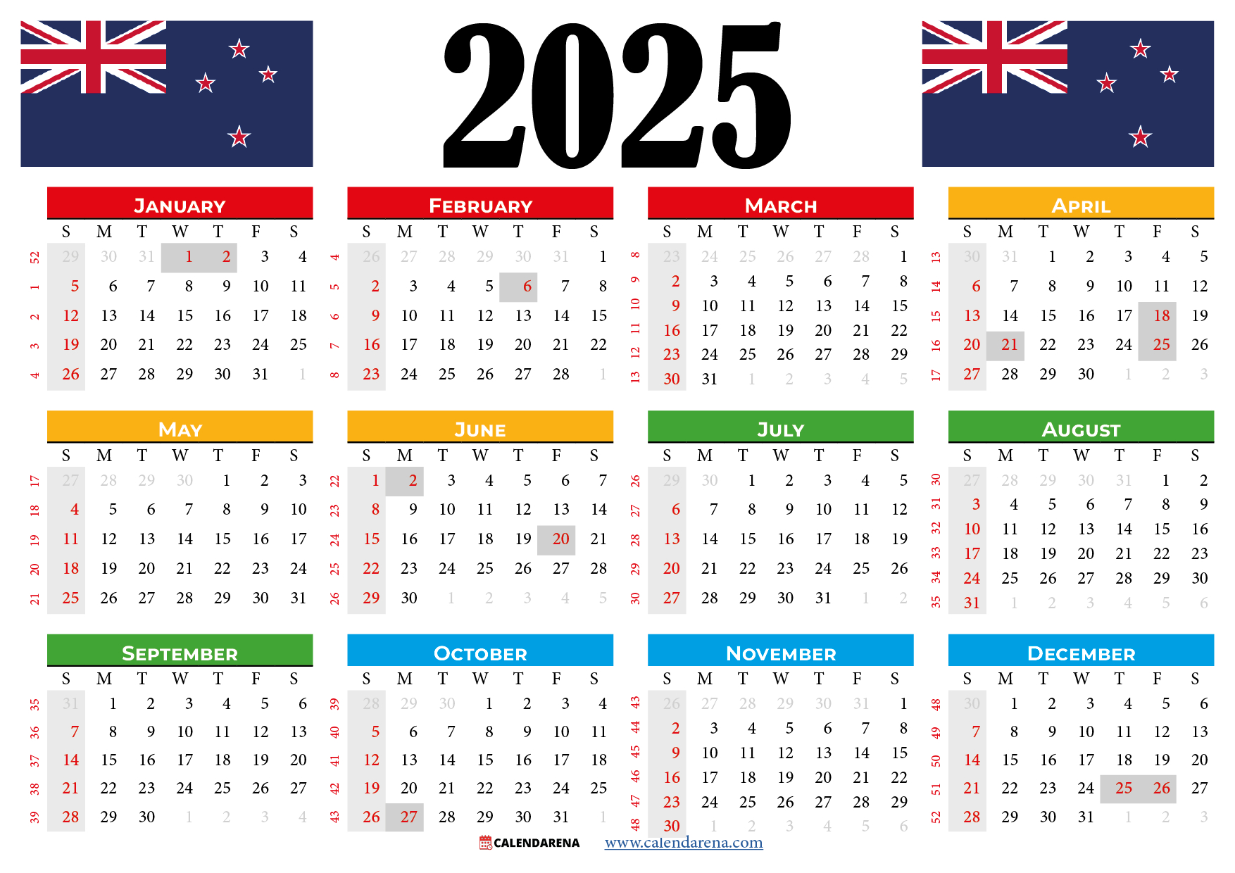 2025 Calendar Nz With Holidays And Festivals throughout Printable Calendar 2025 With Holidays Nz