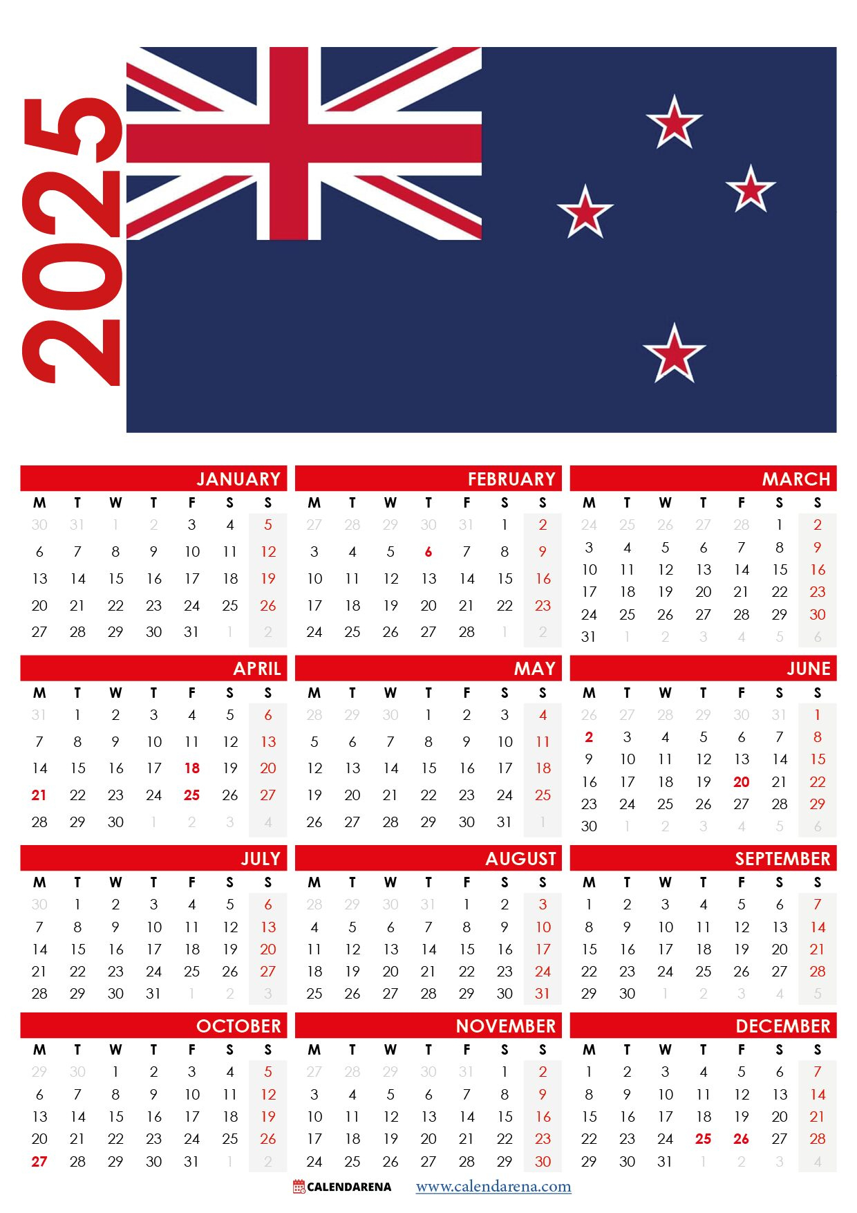 2025 Calendar Nz With Holidays And Festivals within Printable Calendar 2025 with Holidays Nz