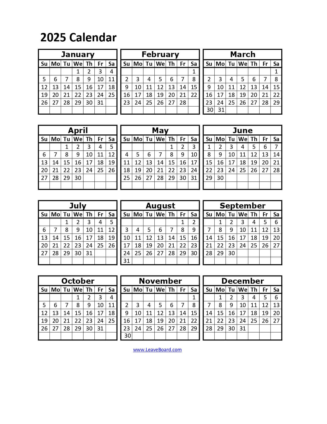2025 Calendar Printable: Pdf, Excel, With Holidays (Free Download) within Printable Calendar 2025 Copy Paste