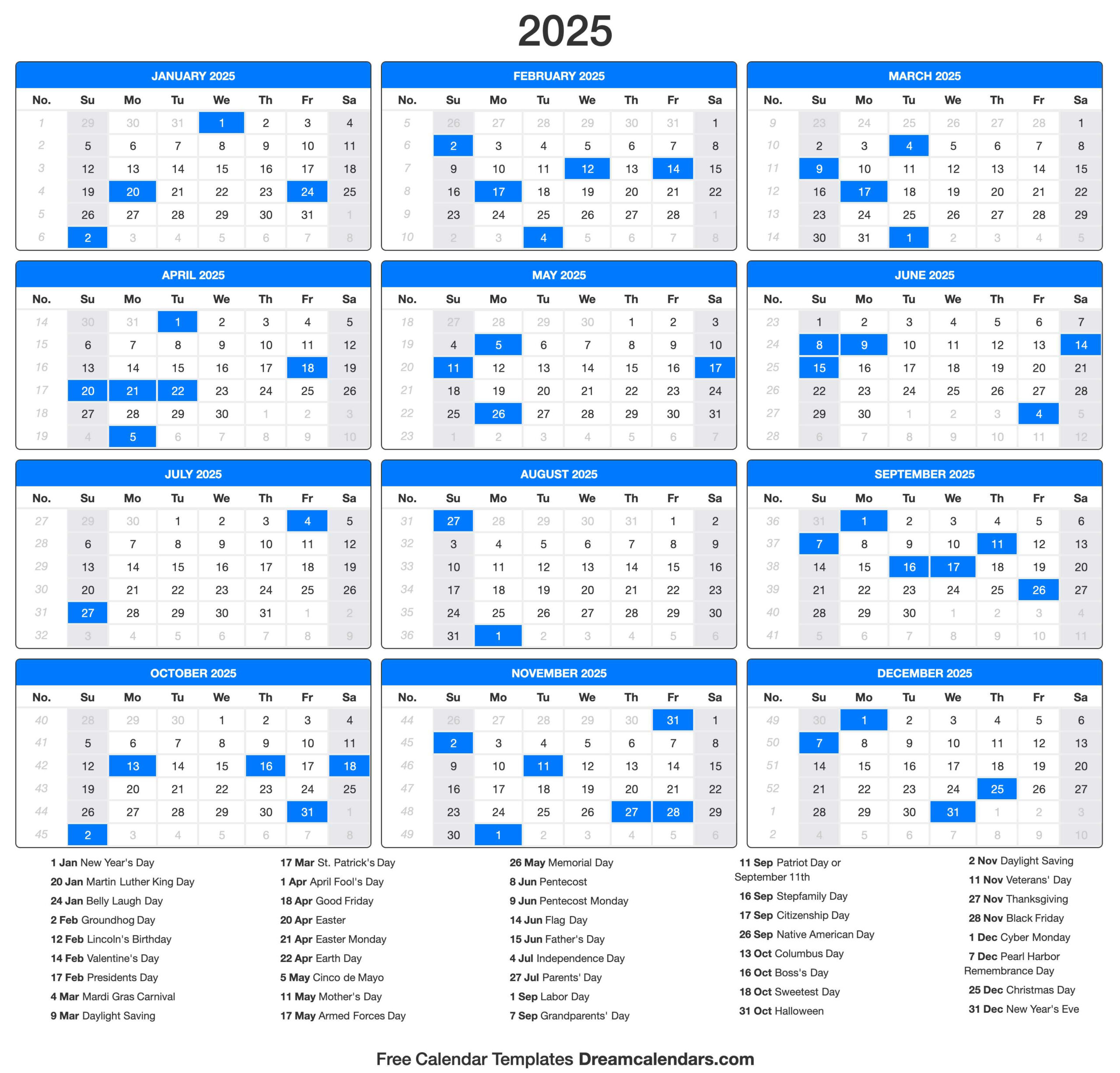 2025 Calendar with regard to Printable Calendar 2025 Time And Date
