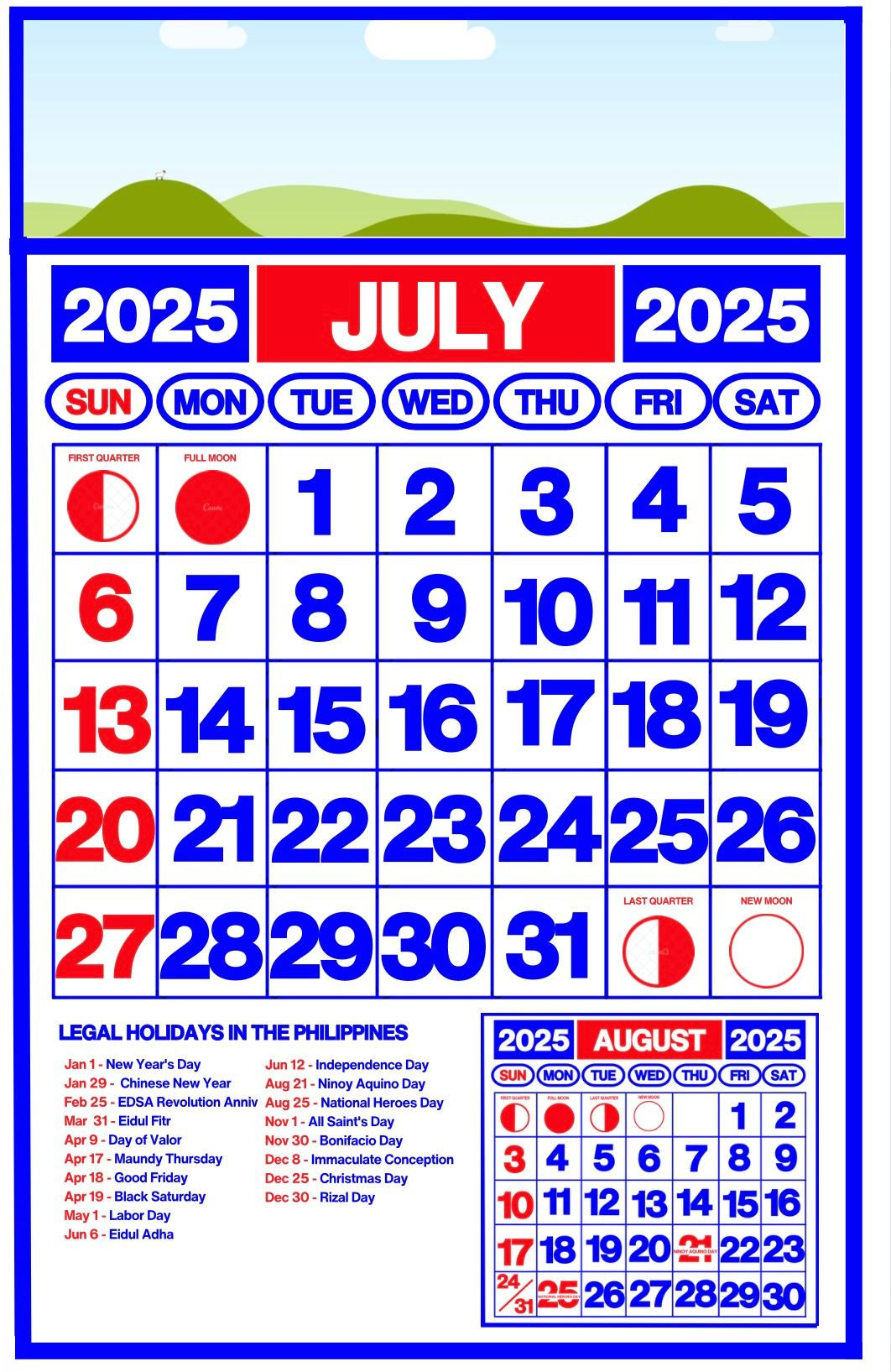 2025 Calendarjyloves - Raket.ph throughout July 2025 Calendar with Holidays Philippines Printable