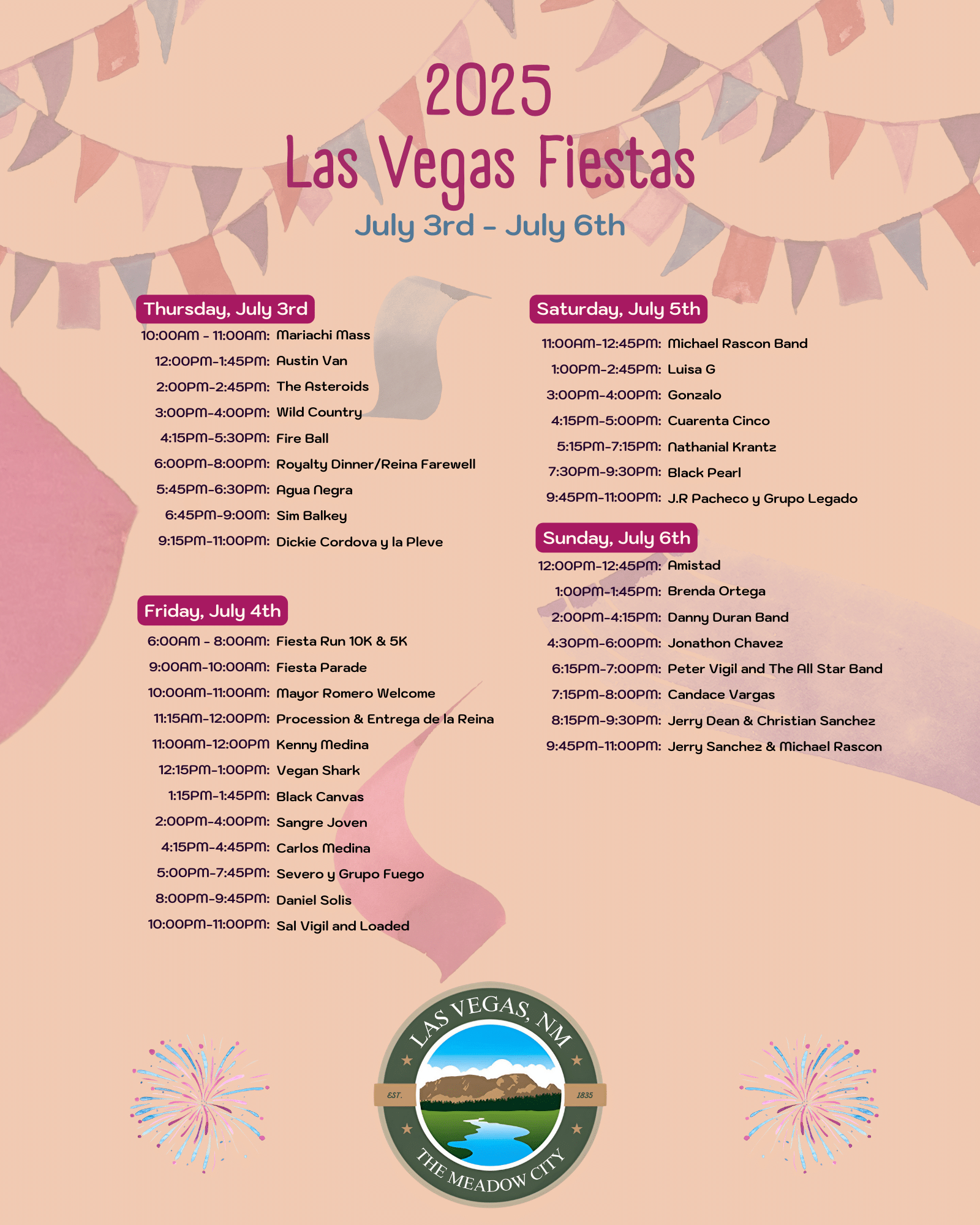 2025 Fiestas De Las Vegas Schedule - Visit Las Vegas, New Mexico with regard to Las Vegas Calendar of Events July 2025