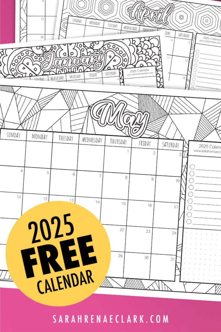 2025 Free Calendar - Printable Coloring Calendar with regard to Free Printable Calendar 2025 Coloring