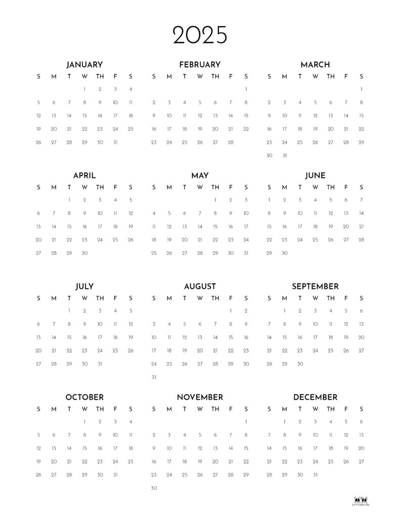 2025 Hourly/Daily Calendars - All 365 Days | Printabulls with Printable Calendar 2025 Hourly
