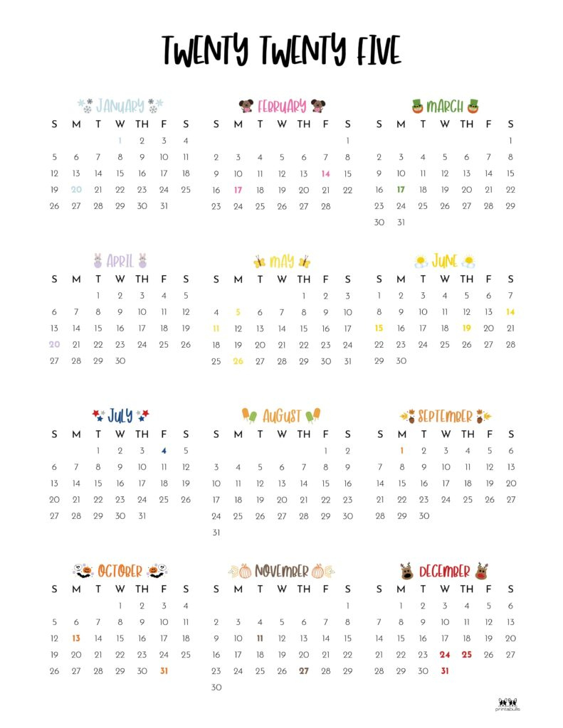 2025 Hourly/Daily Calendars - All 365 Days | Printabulls with Printable Calendar 2025 Hourly