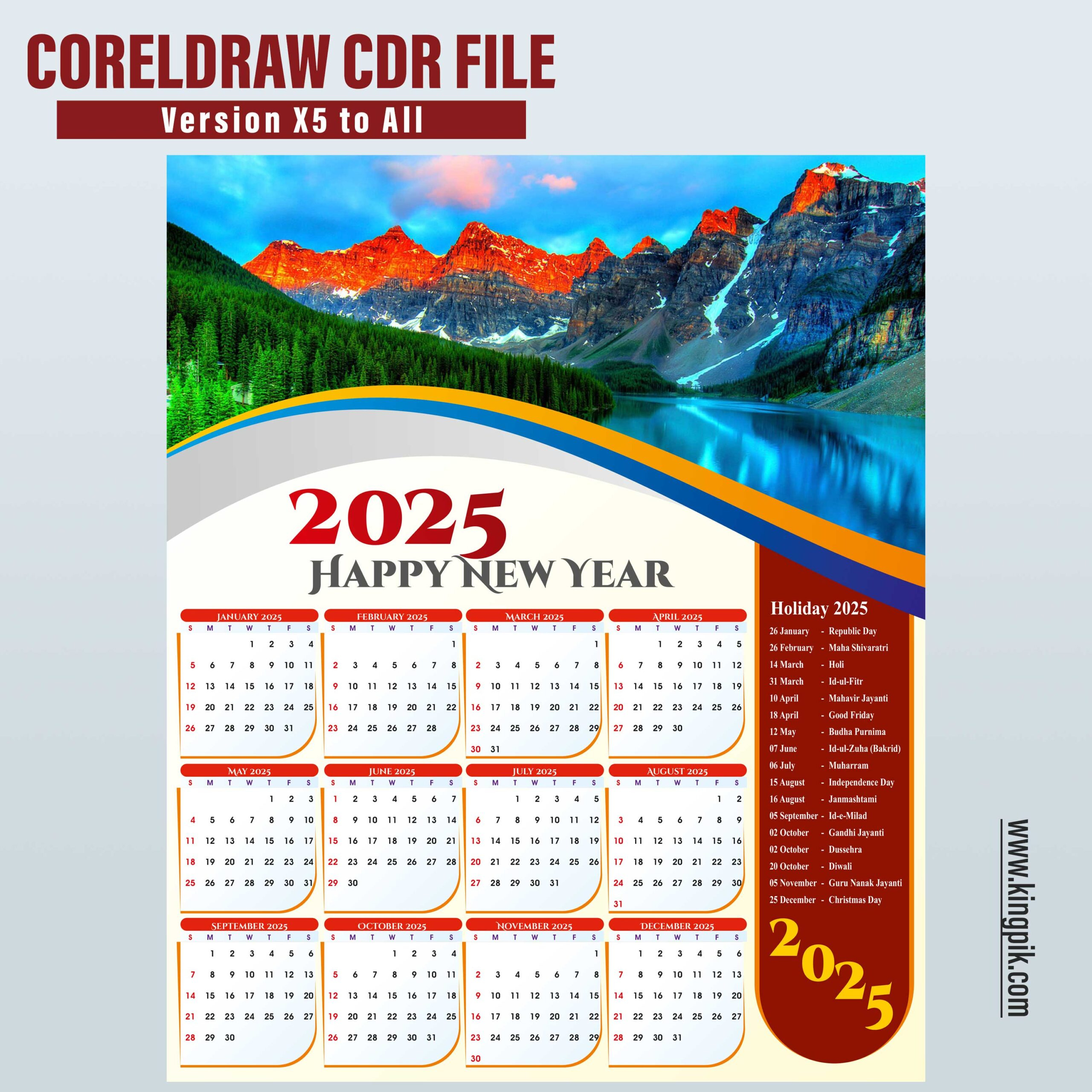 2025 New Calendar Design Cdr File within Printable Calendar 2025 Cdr