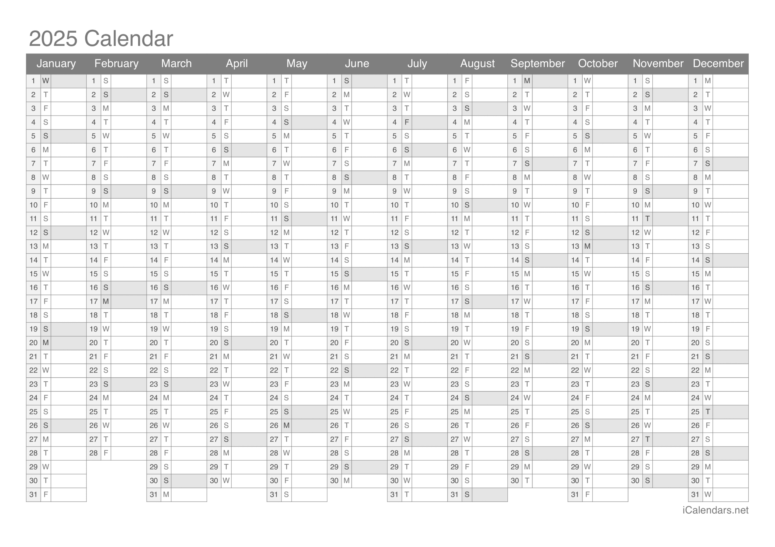 2025 Printable Calendar - Pdf Or Excel pertaining to Free Printable Calendar 2025 Yearly