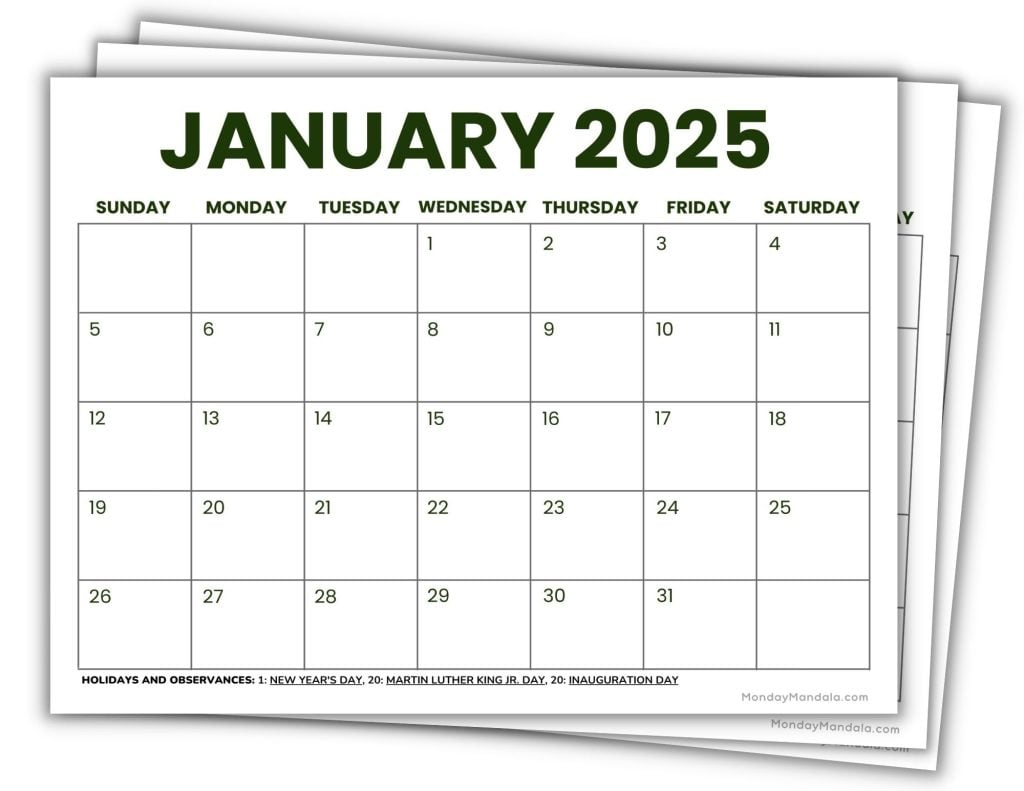 2025 Printable Calendars (56 Free Pdf Printables) with Free Printable Calendar 2025 Pages
