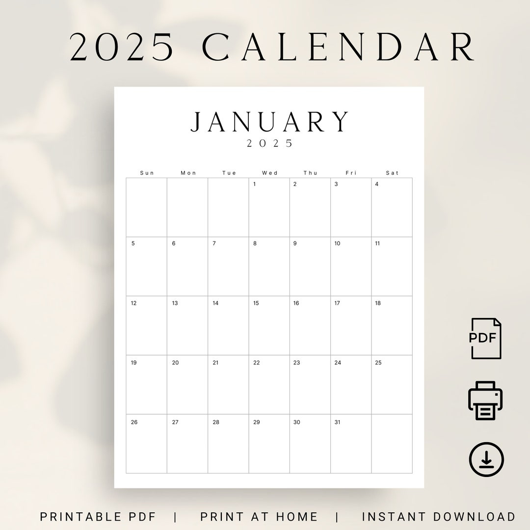 2025 Printable Kalender 2025 Monatsplaner Hochformat 2025 Luxe Monatskalender Vertikal A4 Letter Size Sonntag &amp;amp; Montag Startkalender Pdf - Etsy.de in Free Printable Calendar 2025 Portrait