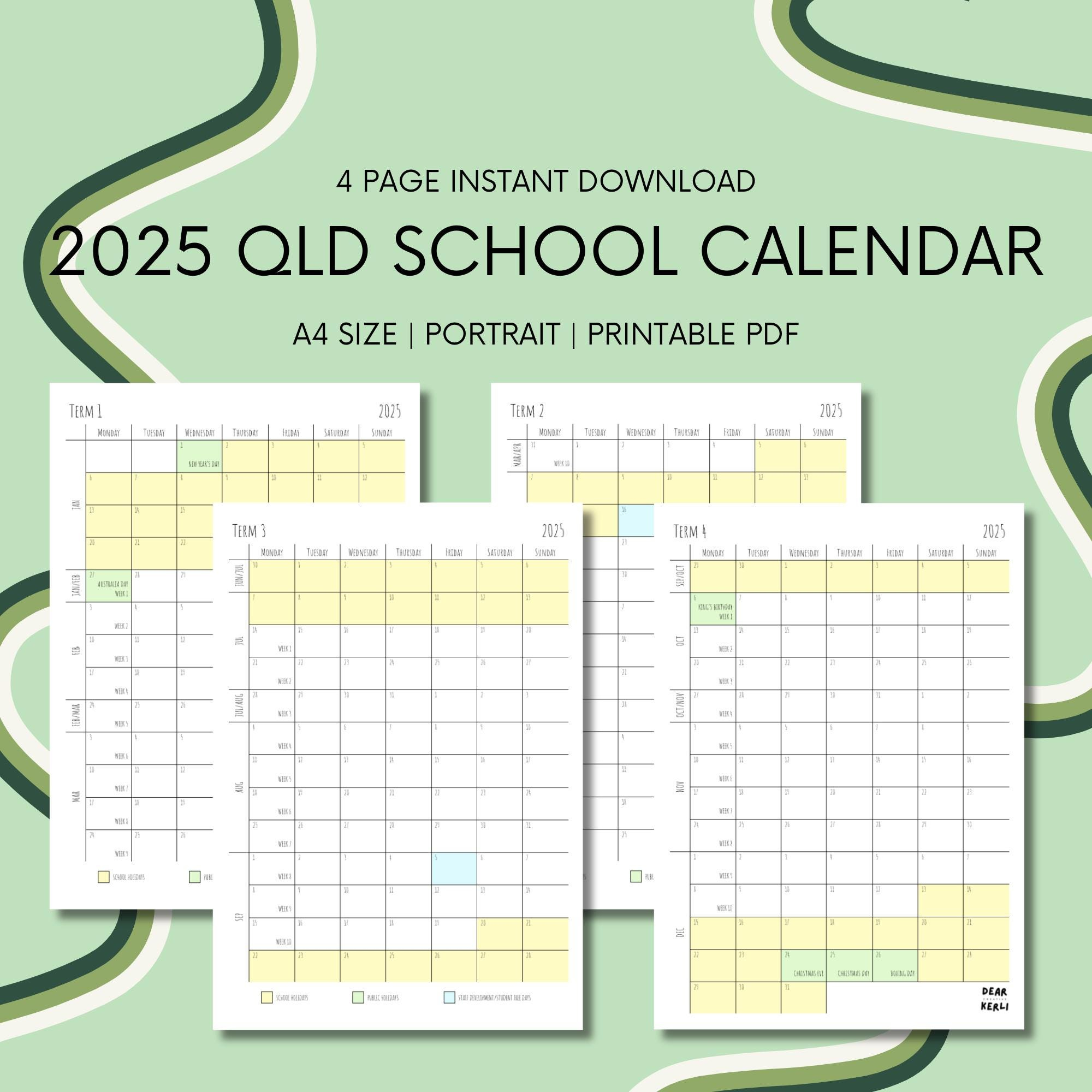2025 Qld School Calendar Termterm Calendar Portrait School with regard to Printable Calendar 2025 Queensland