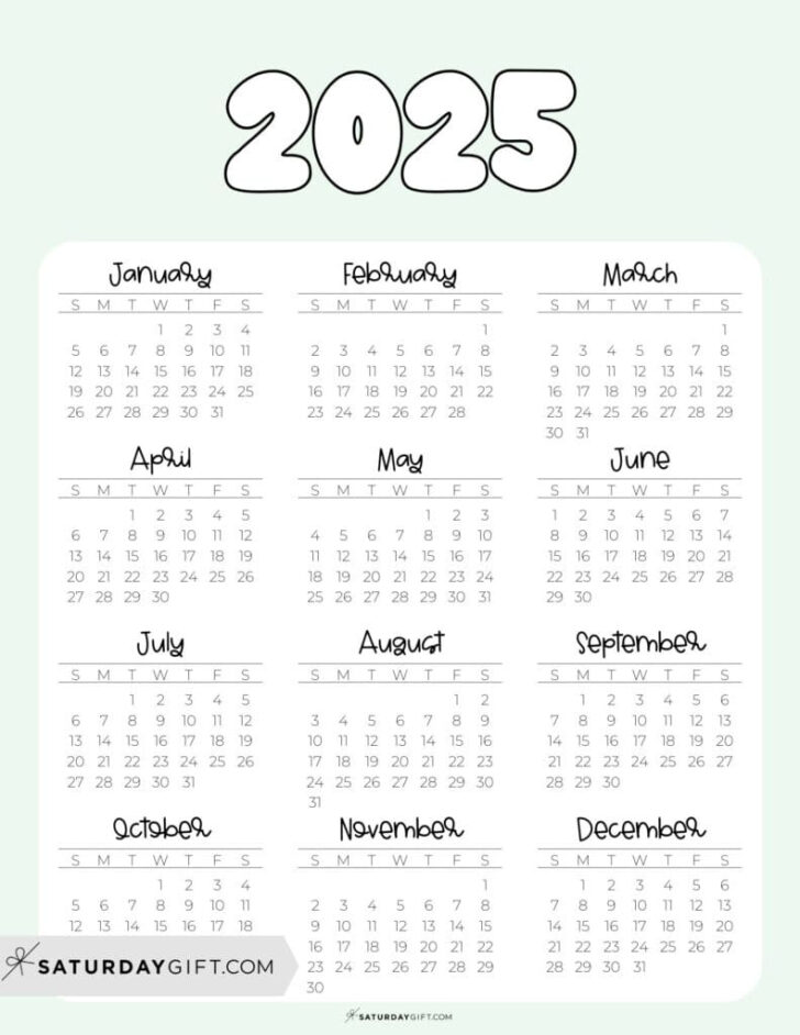 Cute Calendar 2025 Printable