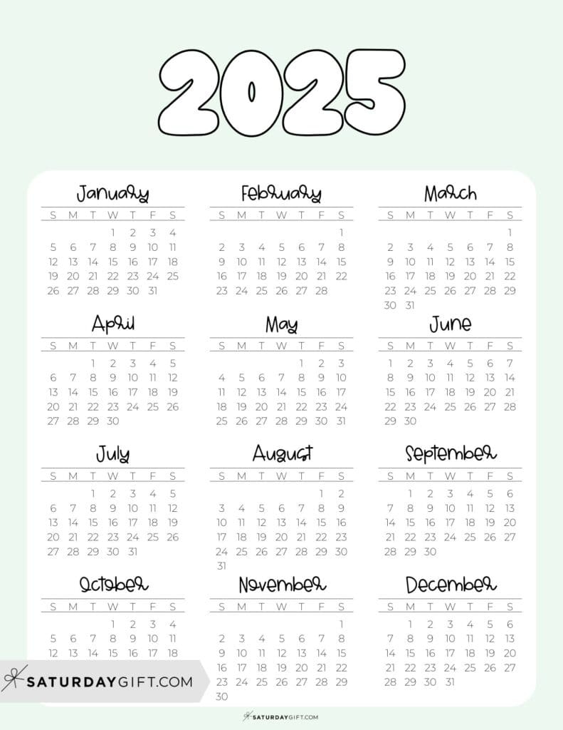 2025 Year At A Glance Calendars - 37 Cute And Free Pdfs intended for Cute Calendar 2025 Printable