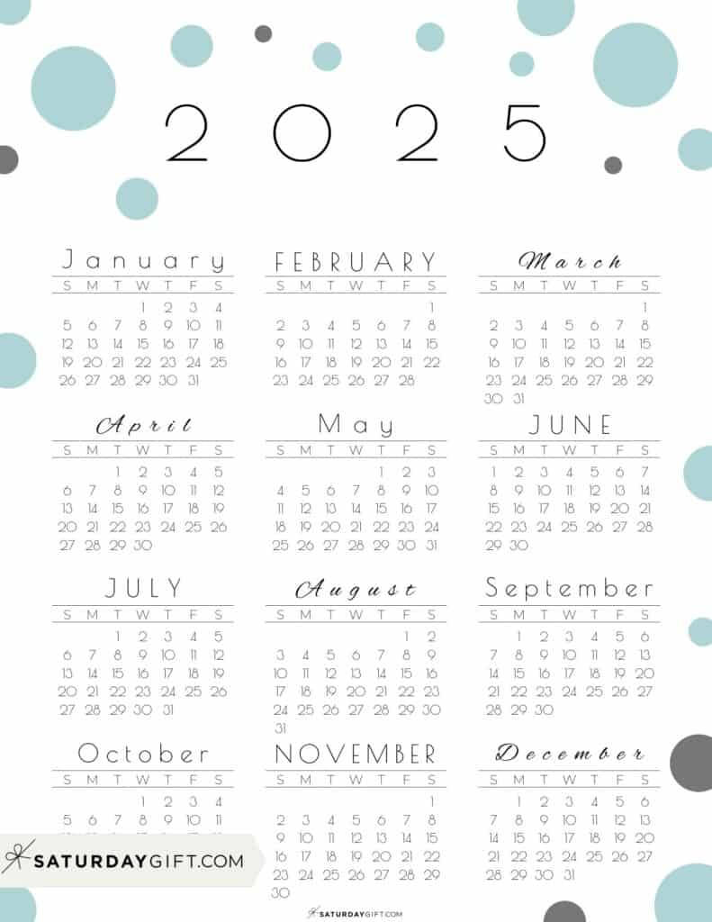 2025 Year At A Glance Calendars - 37 Cute And Free Pdfs throughout Printable Calendar 2025 Pretty