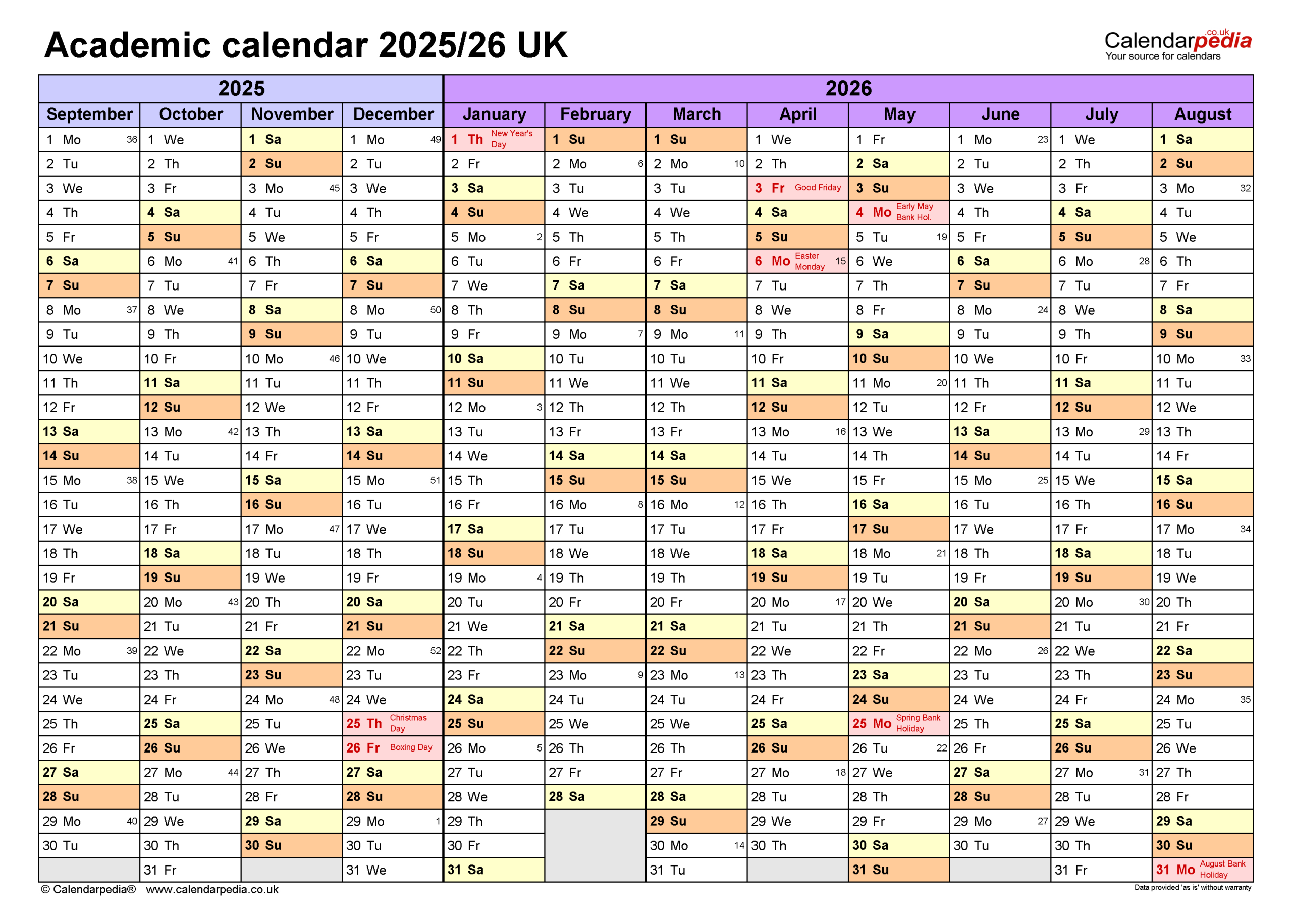 Academic Calendars 2025/26 Uk - Free Printable Pdf Templates inside Calendar Labs 2025 Printable Calendar