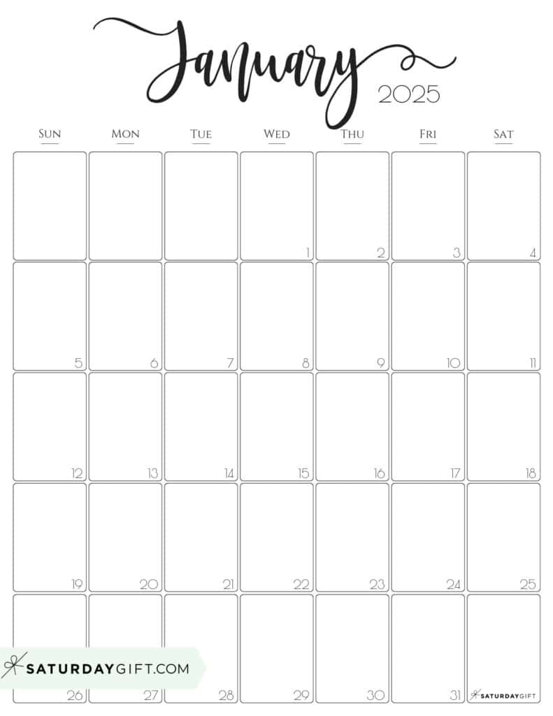 Aesthetic Printable Vertical Calendar 2025Saturday Gift for Free Printable 2025 Vertical Calendar