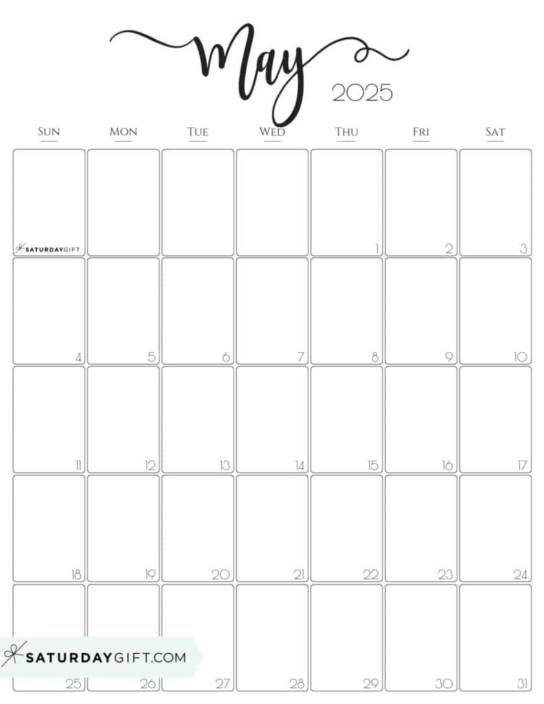 Aesthetic Printable Vertical Calendar 2025Saturday Gift in Free Printable Calendar 2025 Portrait