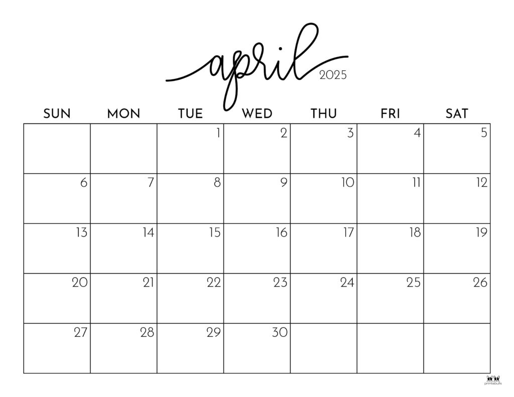 April 2025 Calendars - 107 Free Printables | Printabulls throughout Printable Calendar 2025 April Free