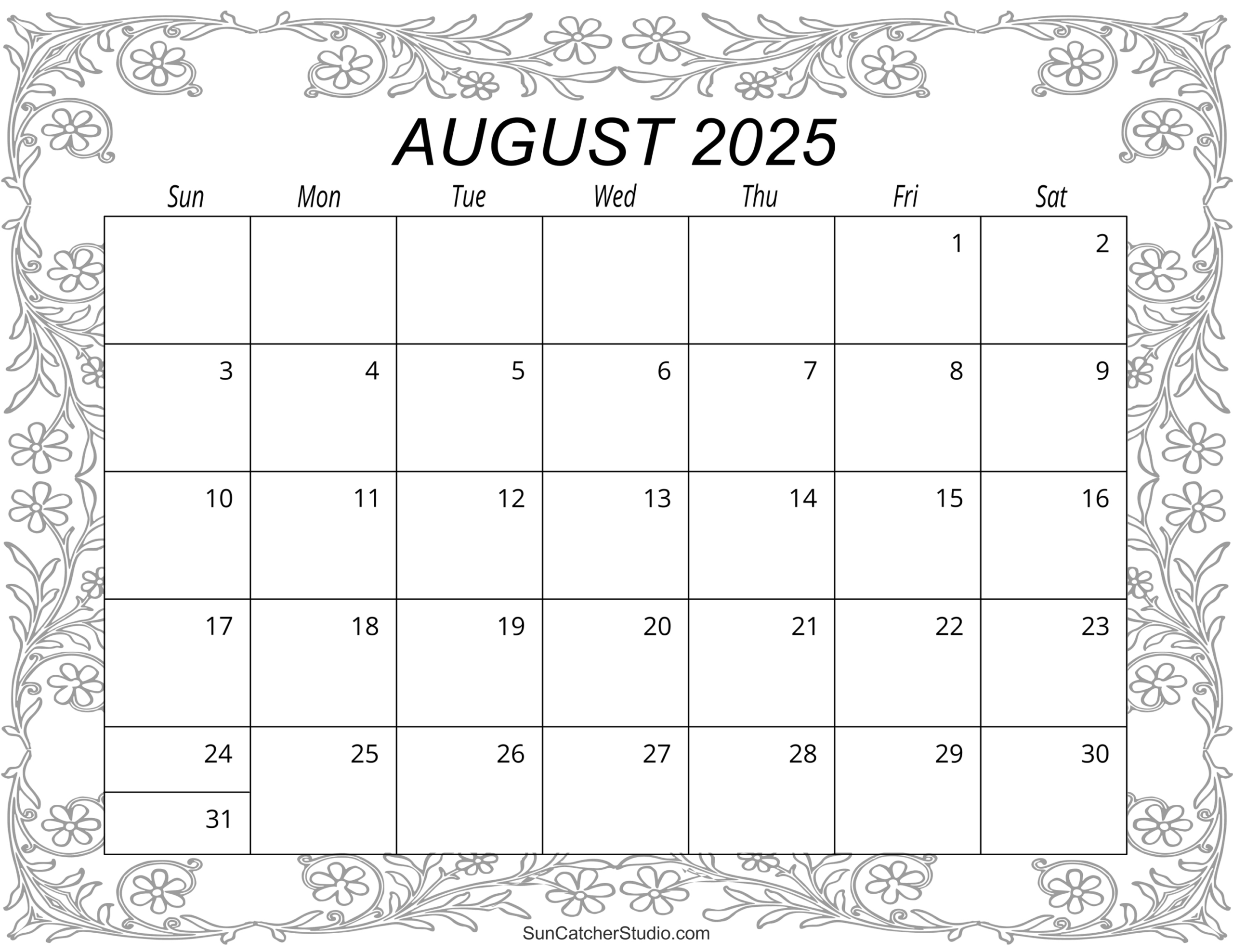 August 2025 Calendar (Free Printable) – Free Printables, Monograms regarding Free Printable Calendar August 2025 To July 2025