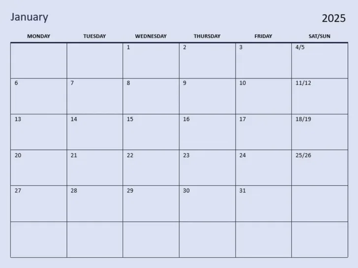 Free Printable Calendar 2025 Monthly Word