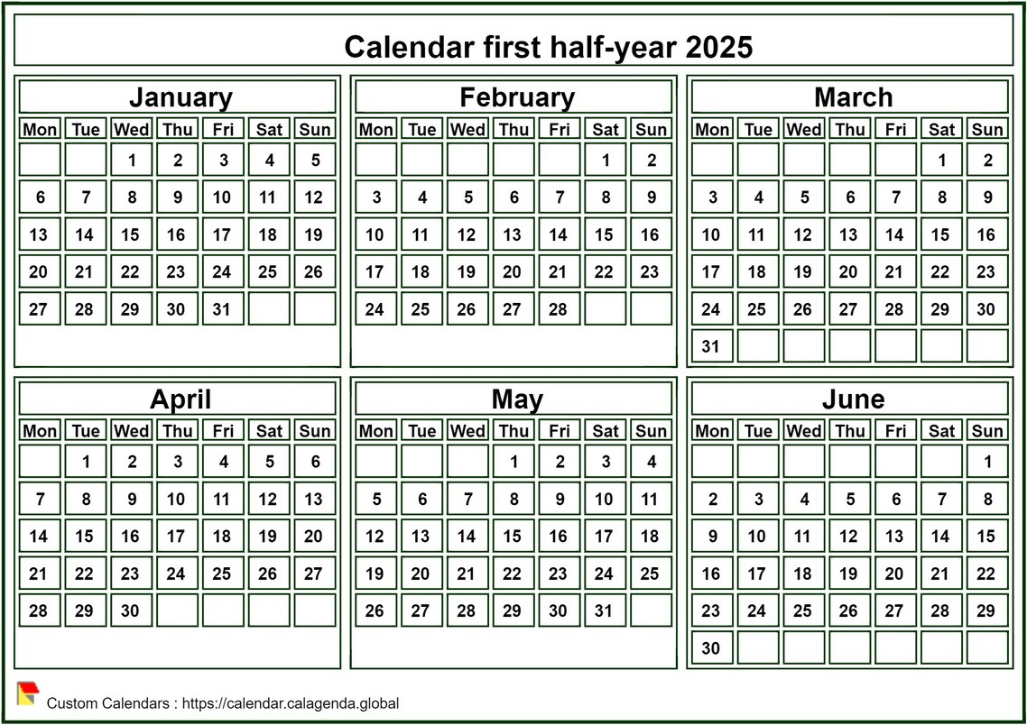 Calendar 2025 To Print, Half-Year, Tiny Pocket Format, White within Mini 2025 Calendar Printable