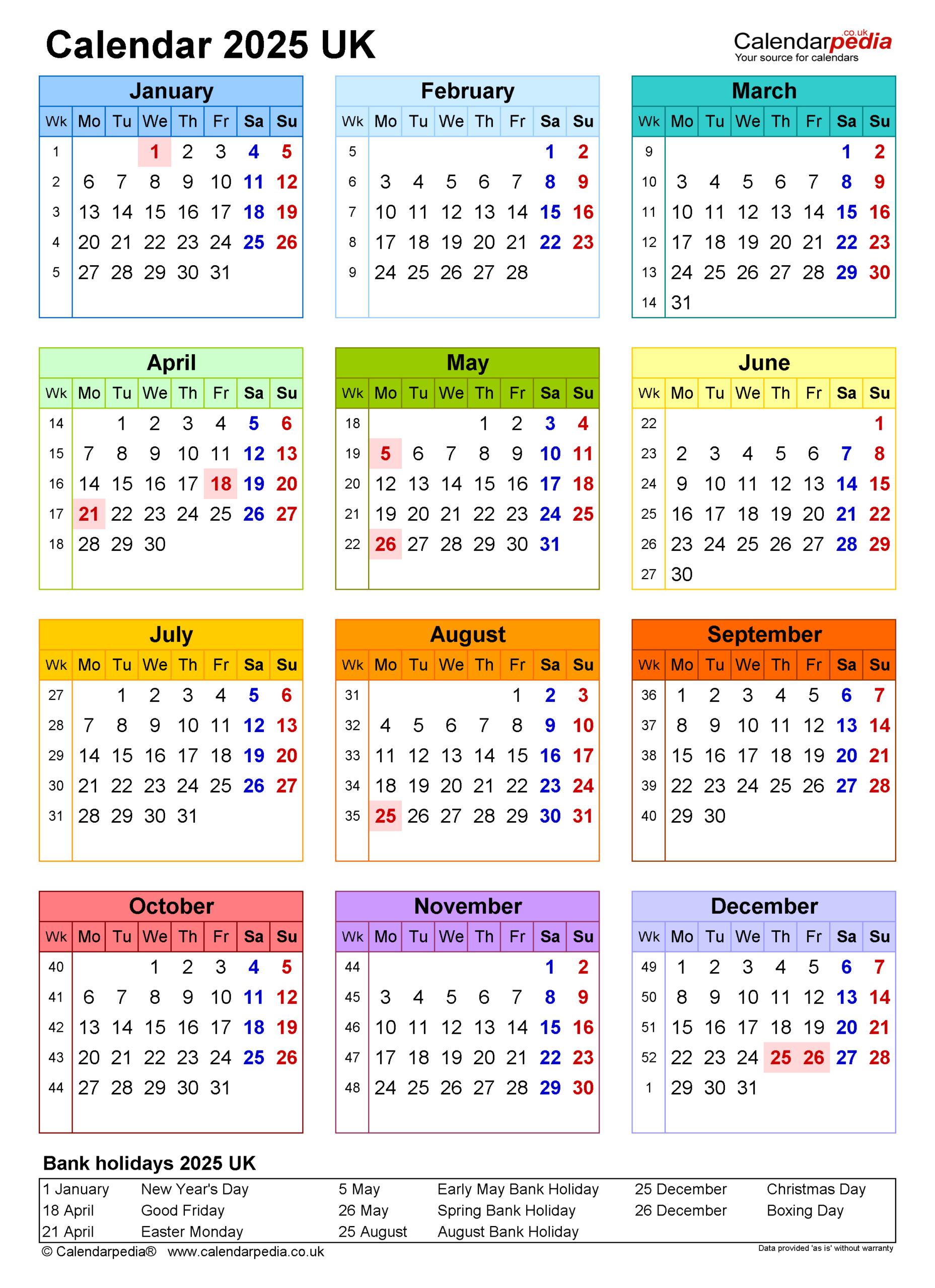 Calendar 2025 (Uk) - Free Printable Pdf Templates with regard to Printable Calendar 2025 With School Holidays