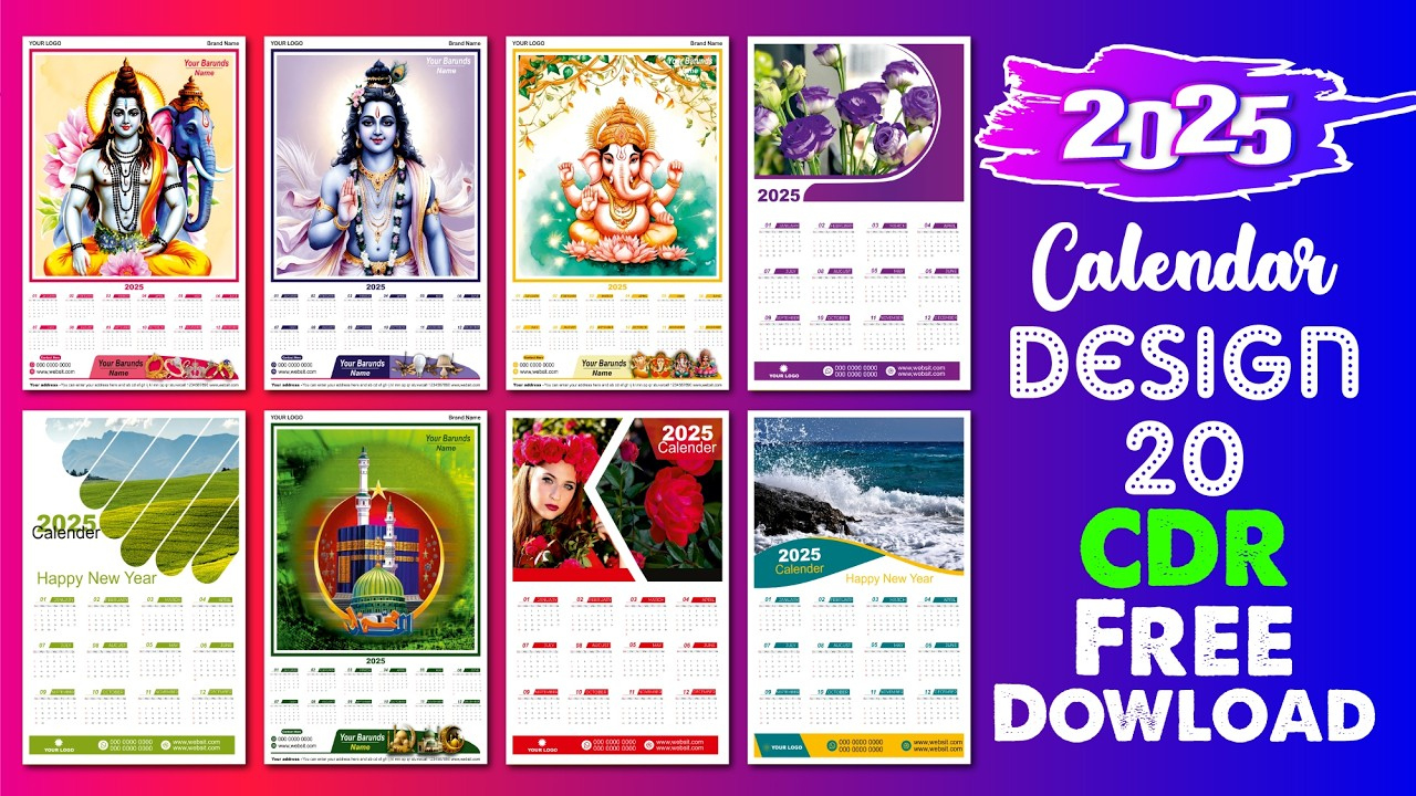 Calendar Design Cdr Free Download | 2025 Calendar | Calendar Design Calendar Design Free Download with Printable Calendar 2025 Cdr