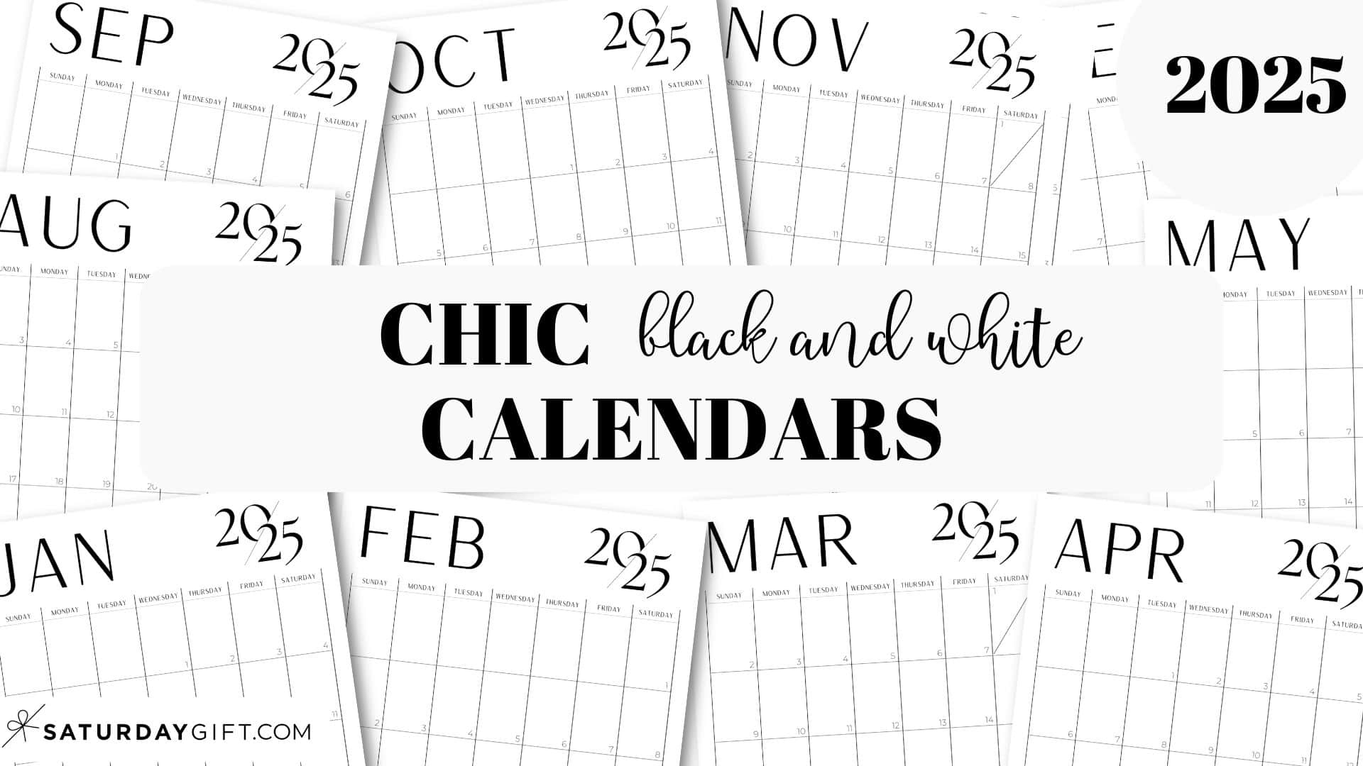 Calendars 2025 for Saturday Gift Printable Calendar 2025