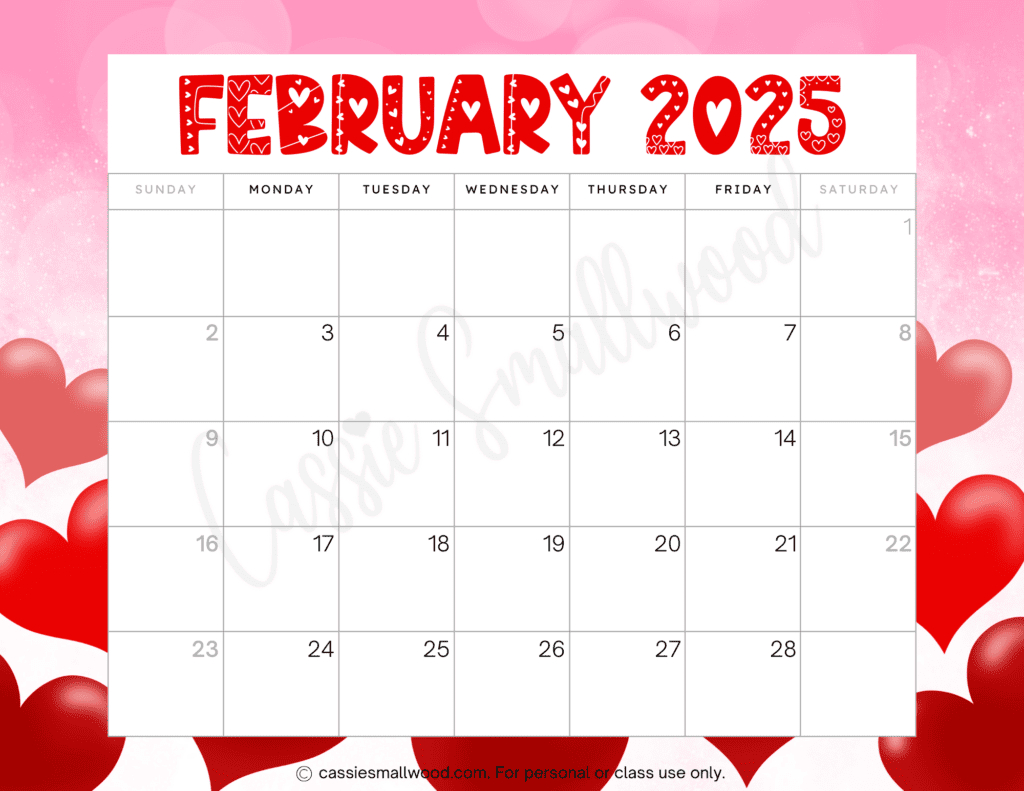 Cute 2025 Free Printable Monthly Calendars - Cassie Smallwood for Cute Printable Calendar 2025 Free