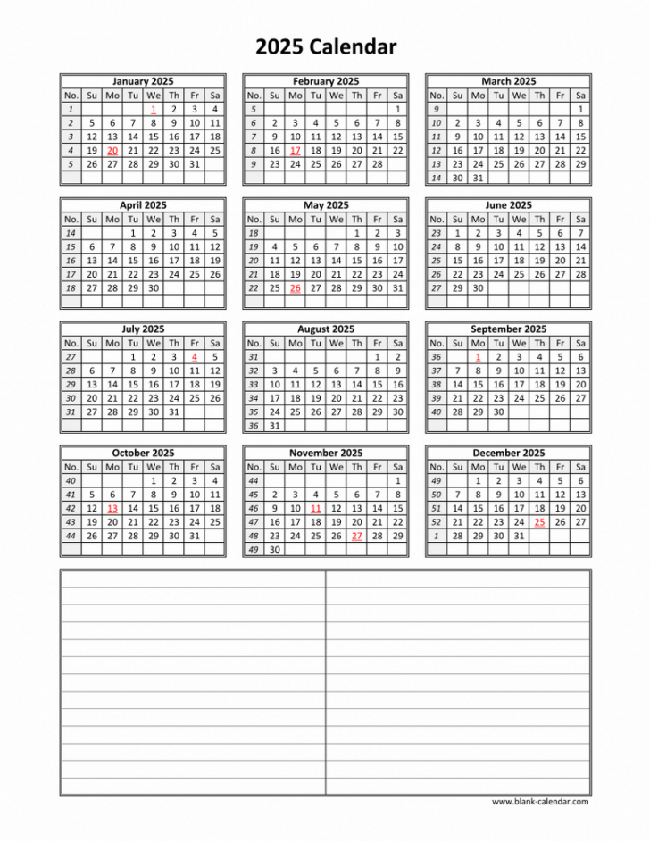 Free Printable Calendar 2025 All Months On One Page