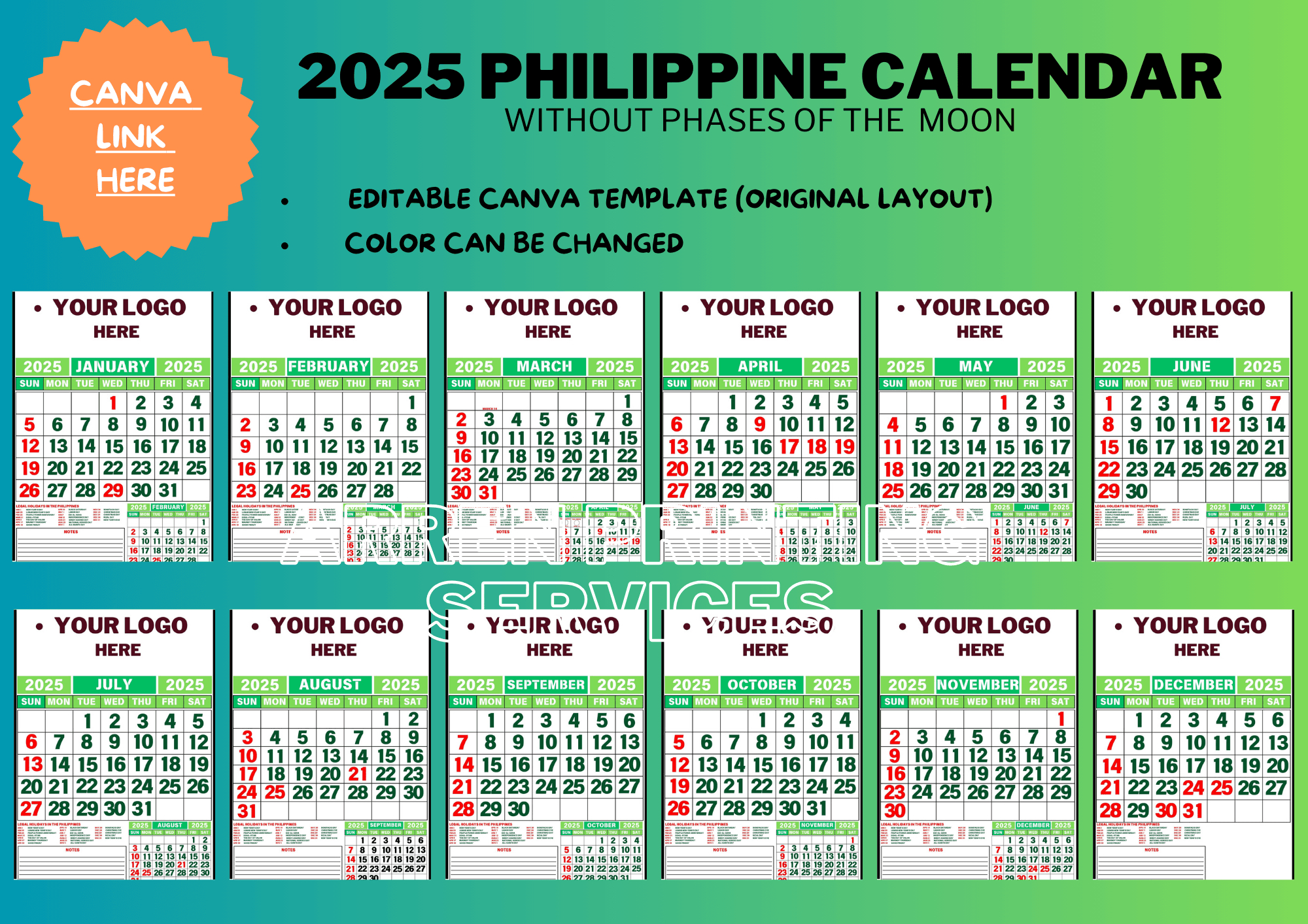 Editable 2025 Philippine Calendar Template (With And Without throughout Printable Calendar 2025 Philippines Editable