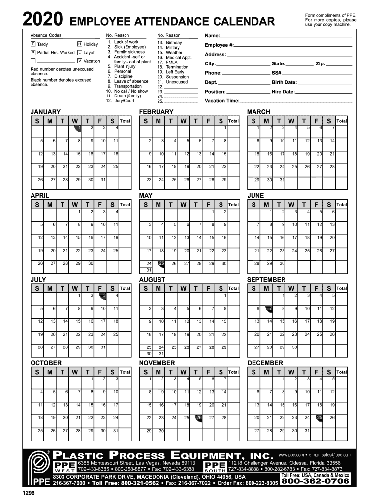 Employee Attendance Calendar: Fill Out &amp;amp; Sign Online | Dochub throughout 2025 Attendance Calendar Printable Free Download