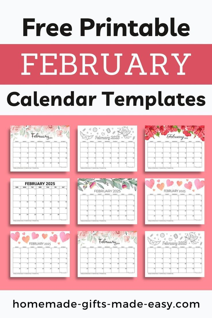 February 2025 Calendar (Free Printable With Holidays) | Homemade throughout Homemade Gifts Made Easy Printable Calendar 2025