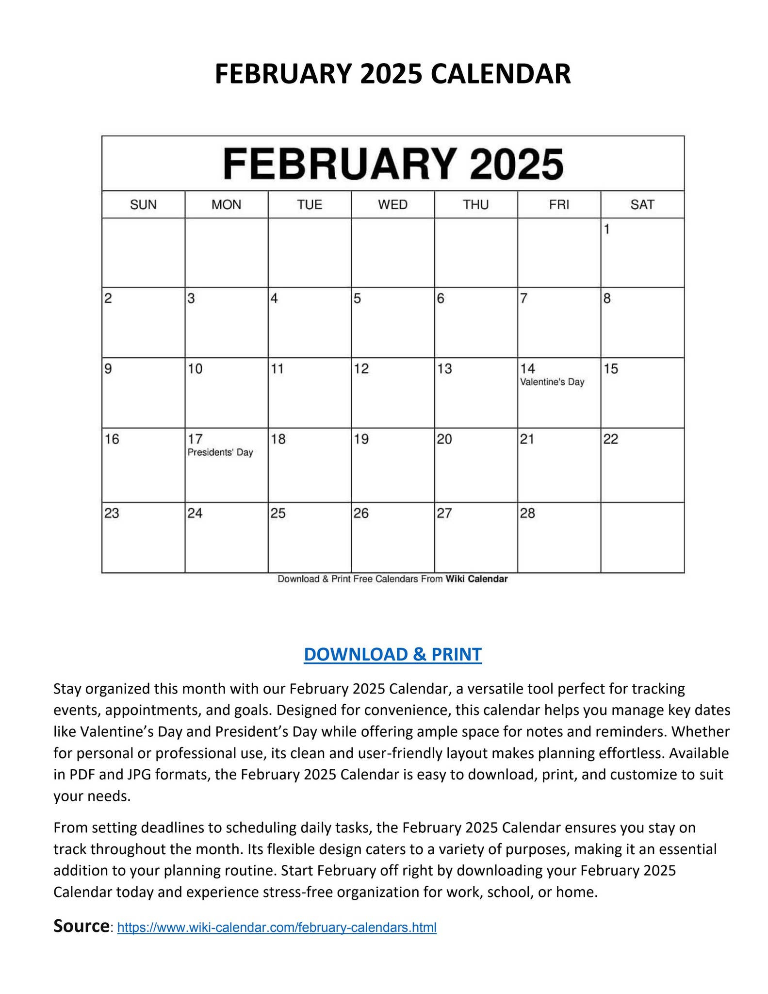 February 2025 Calendar - Wiki Calendarwiki Calendar - Issuu within Printable Calendar 2025 Wiki