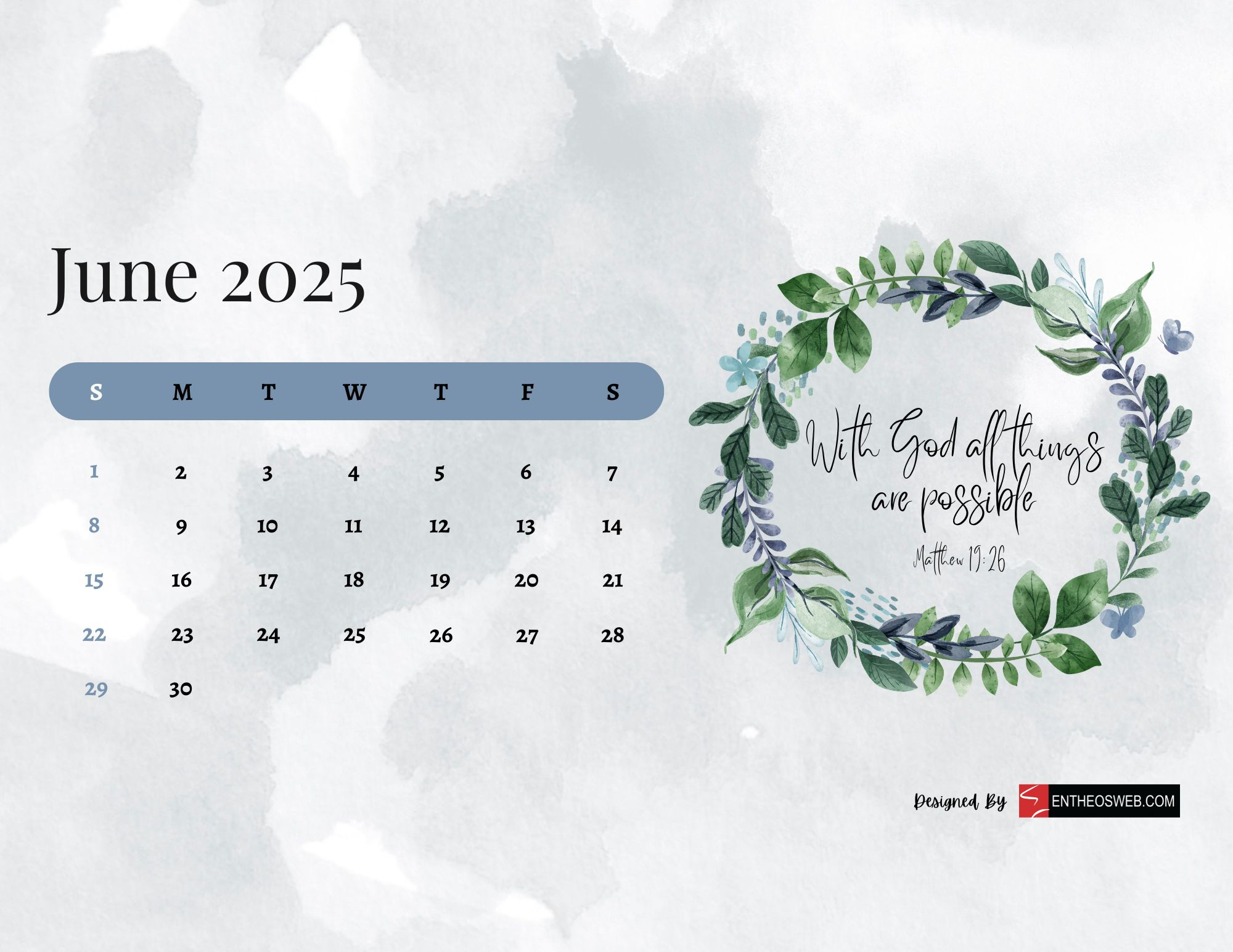 Free 2025 Christian Calendar Printable With Bible Verses | Entheosweb inside July 2025 Calender Printable with Scripture