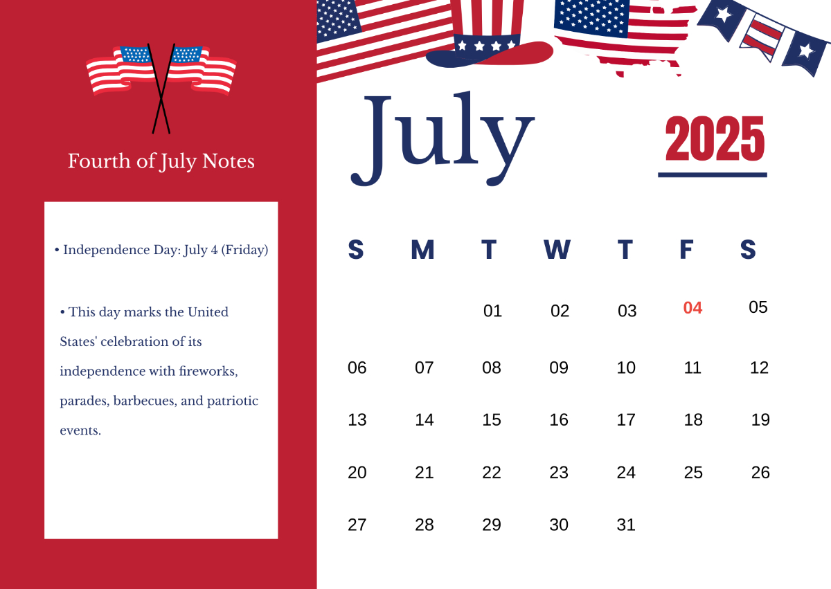 Free Fourth Of July 2025 Calendar Template To Edit Online with regard to July 4Th 2025 Calendar Date