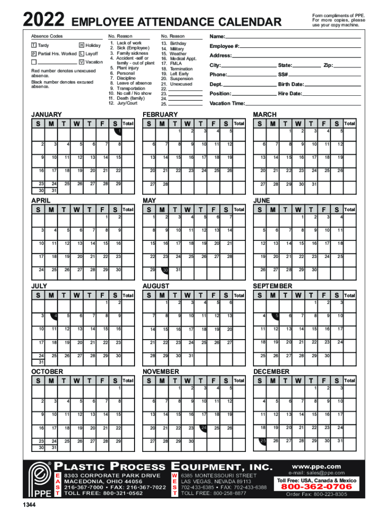 Free Printable 2024 Employee Attendance Calendar Pdf: Fill Out with regard to 2025 Employee Attendance Calendar Printable Free