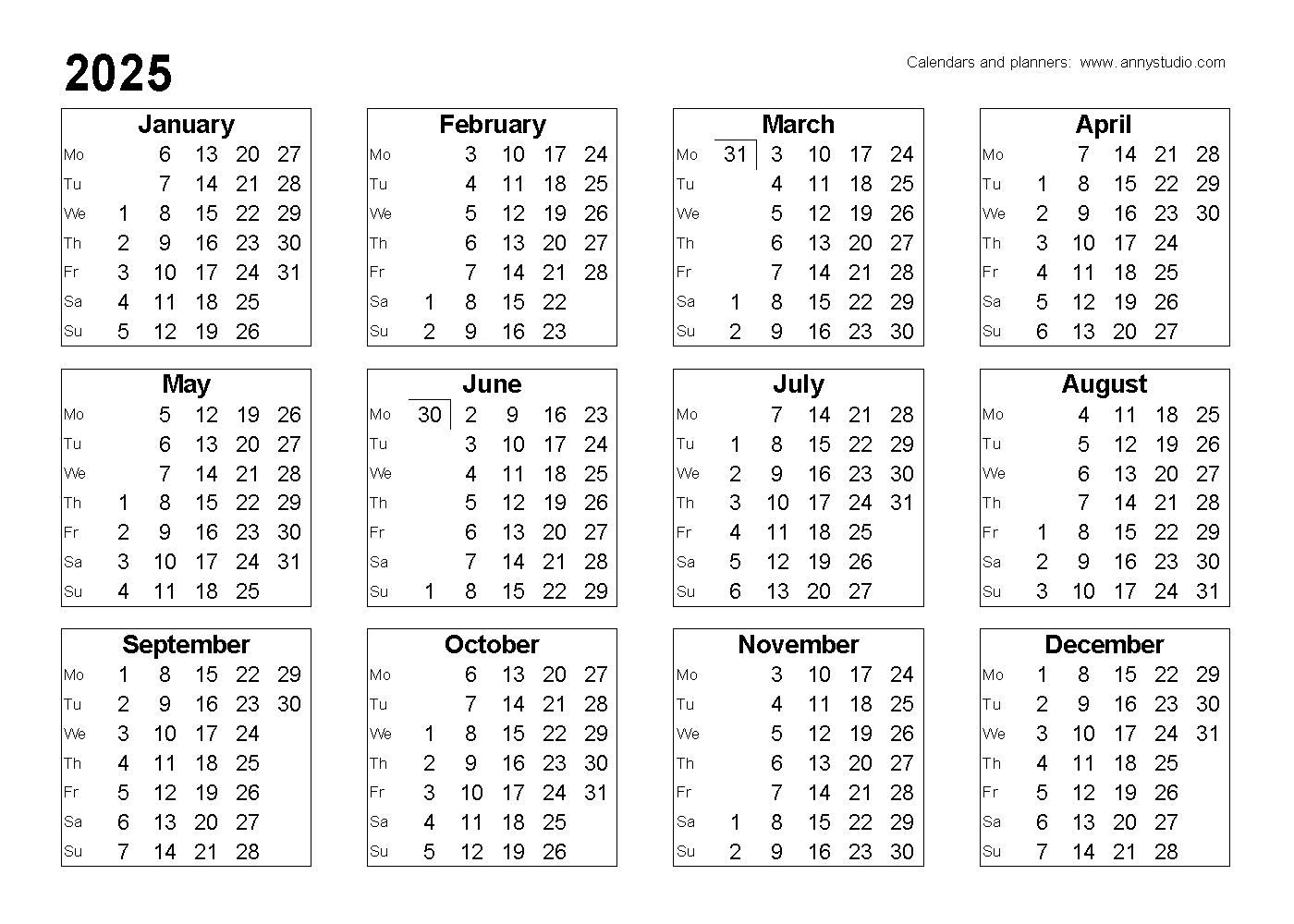 Free Printable Calendars And Planners 2025, 2026 And 2027 in Free Printable Desktop Calendar 2025