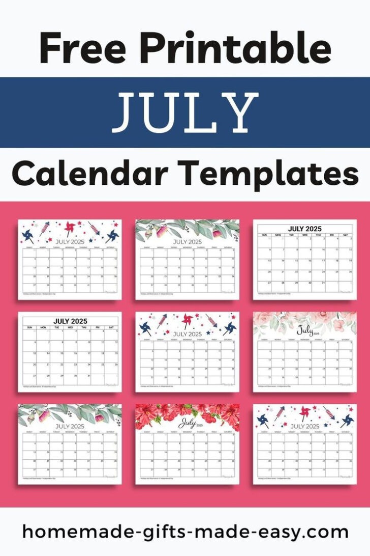 July Calendar 2025 Homemade Gifts