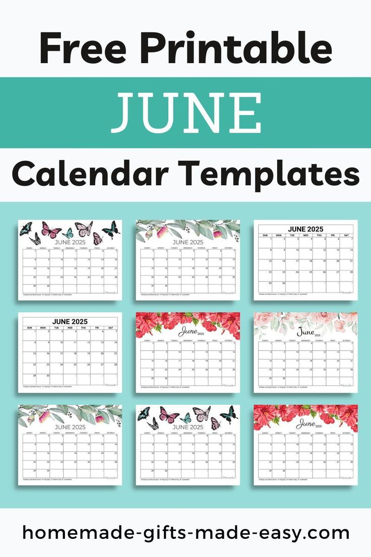 Free Printable June 2025 Calendar With Holidays | Homemade Gifts for July 2025 Calendar Homemade Gifts Made Easy
