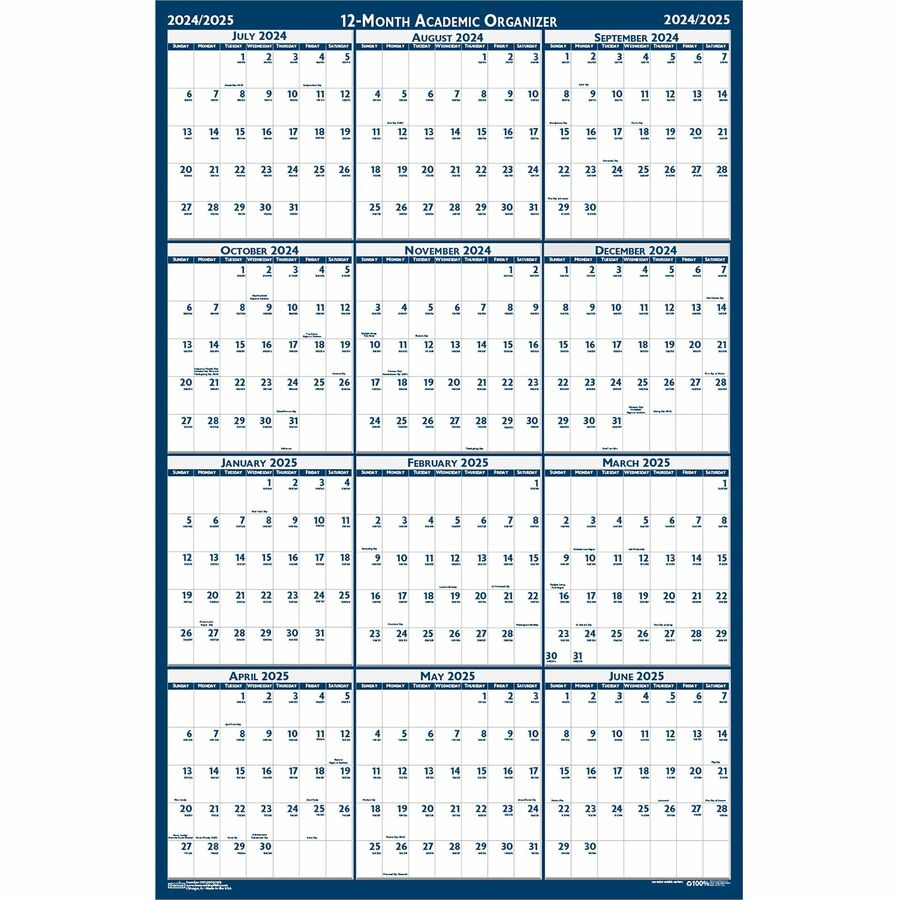 House Of Doolittle Academic July-June Wall Calendar - Julian Dates inside Year Calendar July 2024 To June 2025