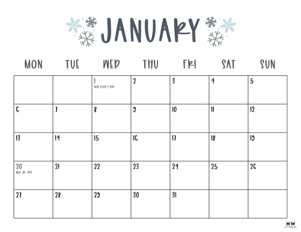 January 2025 Calendars - 107 Free Printables | Printabulls inside Free Printable Desktop Calendar 2025