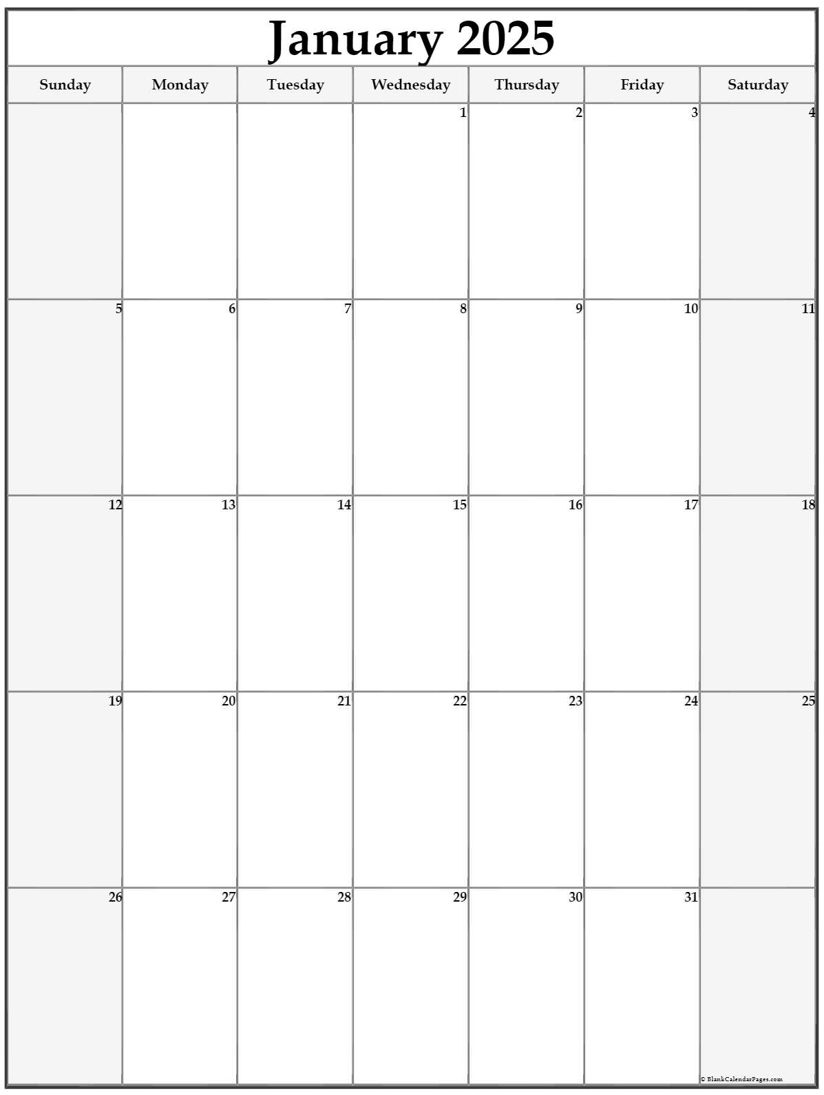 January 2025 Vertical Calendar | Portrait throughout Free Printable Calendar 2025 Portrait