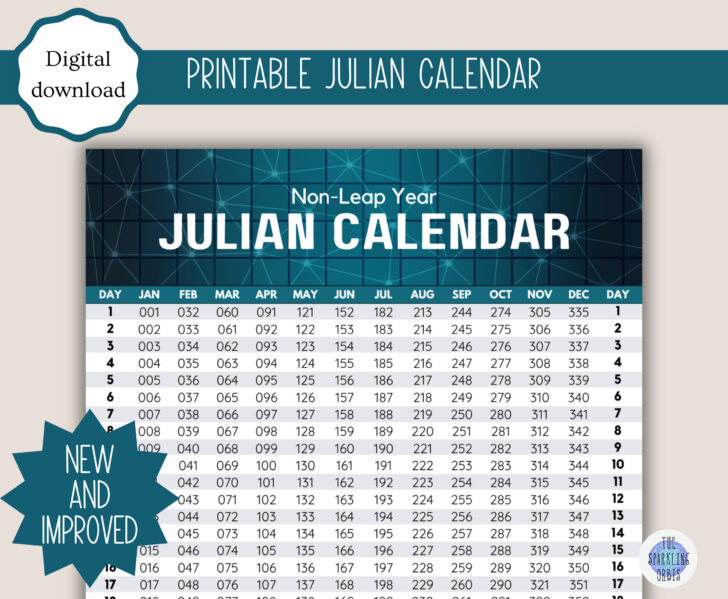 Julian Calendar Printable 2025