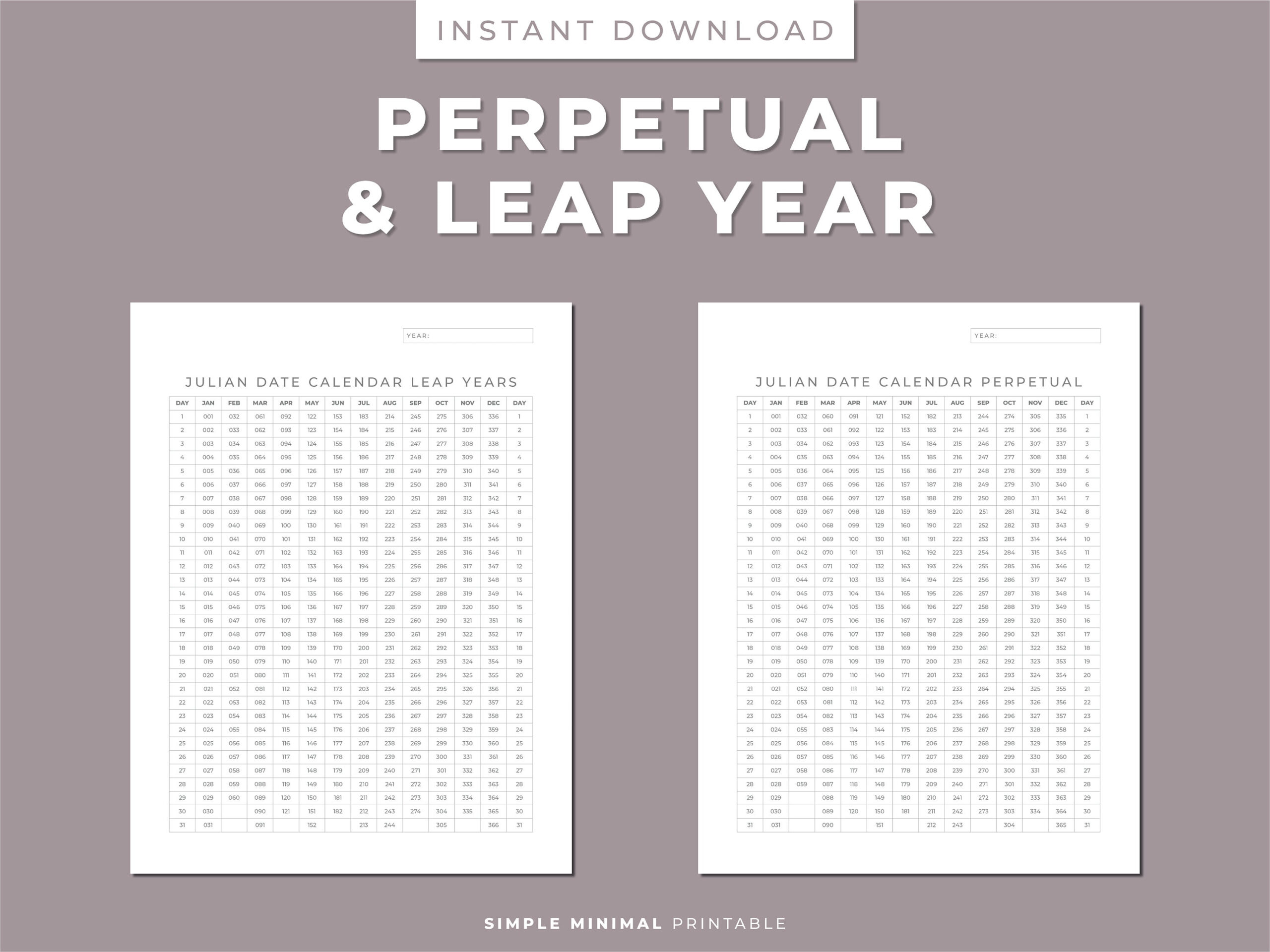 Julian Date Calendar, Project Management, Perpetual/Leap Yr regarding Printable Perpetual Julian Calendar 2025