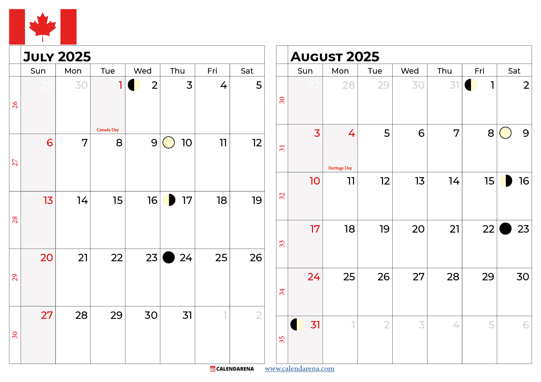 July 2025 Calendar Canada pertaining to July Calendar 2025 With Holidays Canada